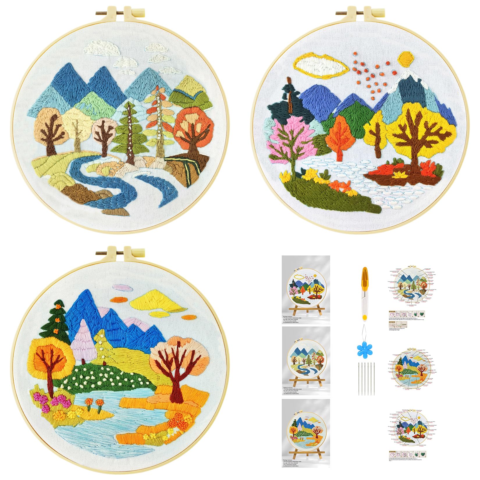 Embroidery Kit, Easy River Landscape Hand Embroidery 51buyoutgo 3pcs-image-c26be002-ff25-4162-bae2-3ca4e4612efa-44001