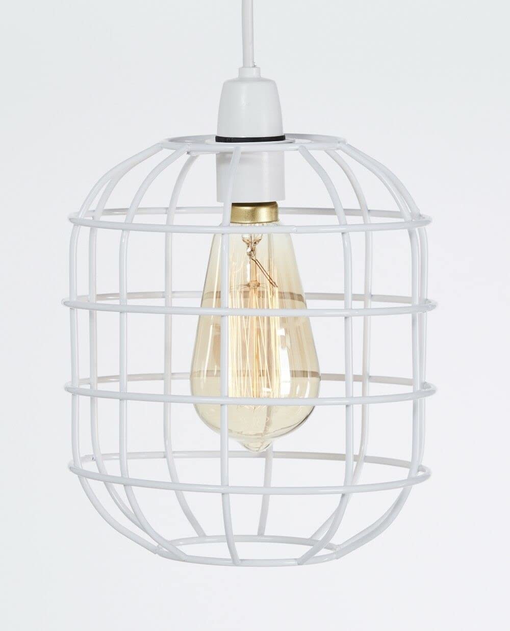 Metal Wire Cage Light Shade - White Retro 210mm