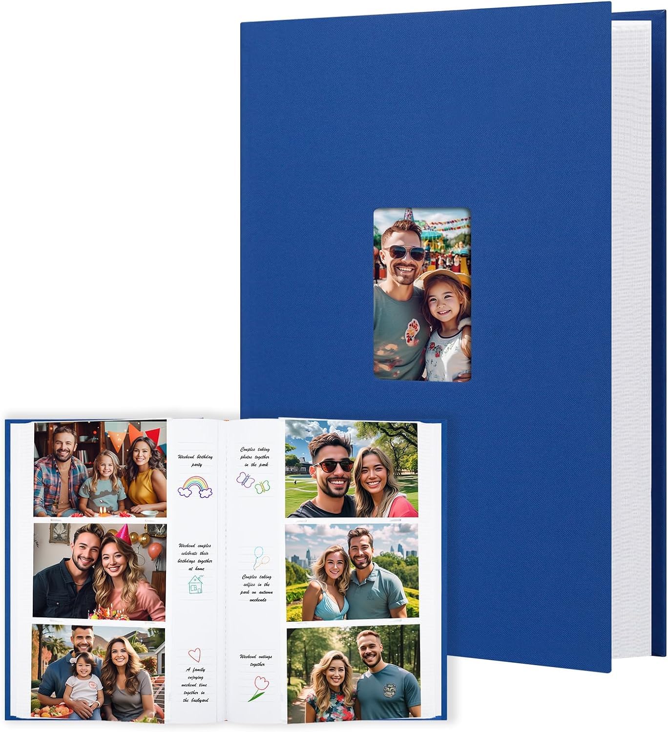 Photo Album 450 Photos Linen Cover - Blue 22x16x4cm-image-76f6eaa8-e1ea-4d3a-9aae-426f2f2f3ded-109051