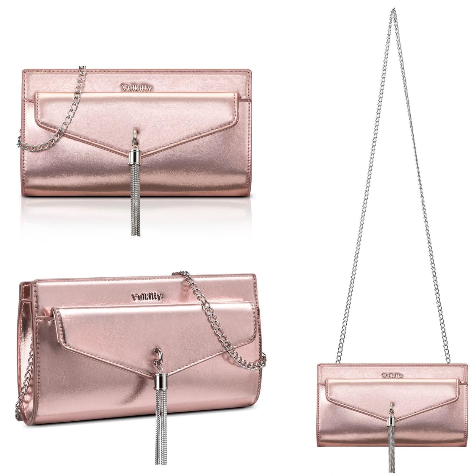 Clutch Purse with Tassel & Chain Strap - Pink One Size-image-4b974b35-d6ef-45f1-8d7c-209ba652a876-95585