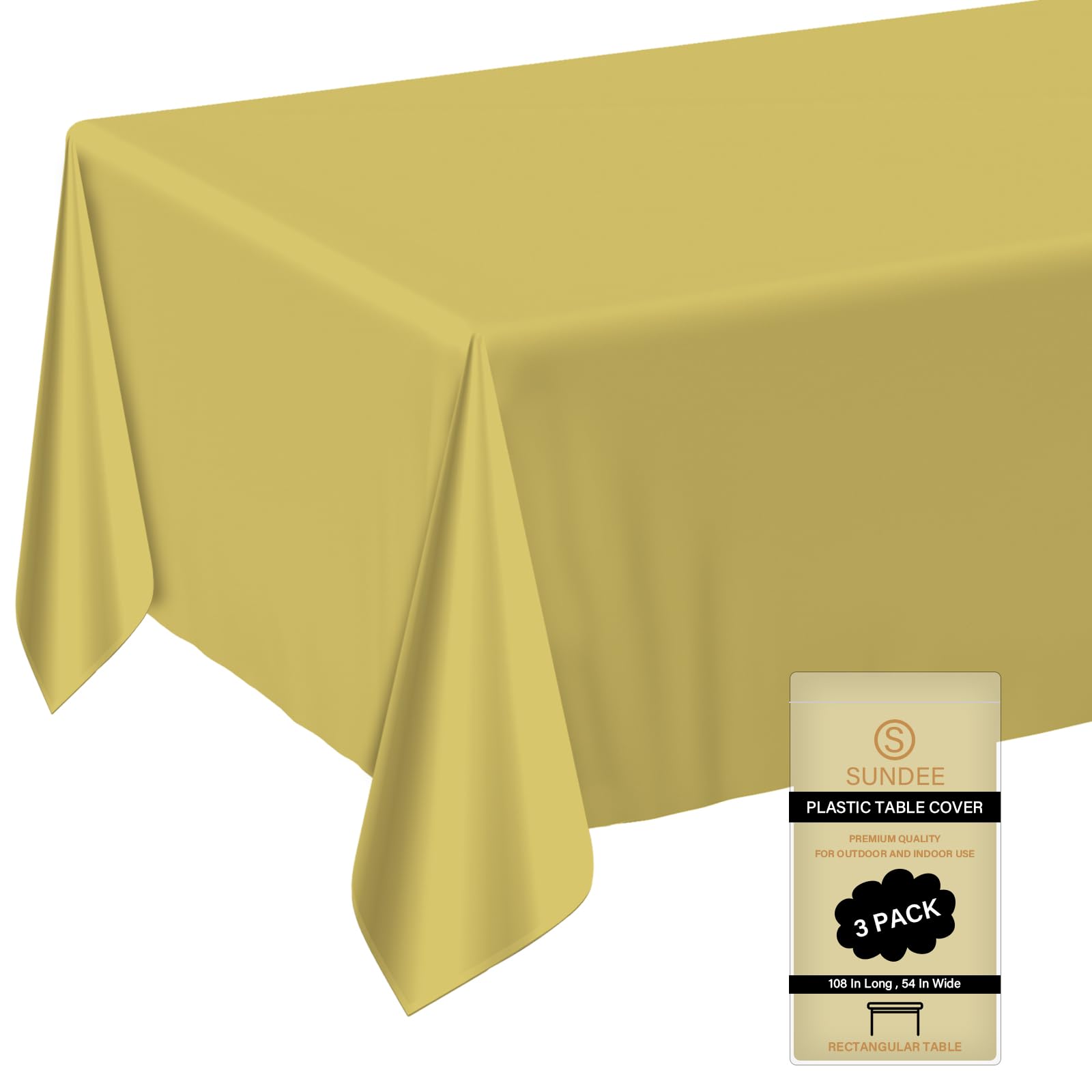 Gold Disposable Waterproof Plastic Tablecloths 54" x 108" - 3 Pack for Parties & Events-image-5d6c09ae-dd7c-44e0-805b-8aa7a535a869-43492