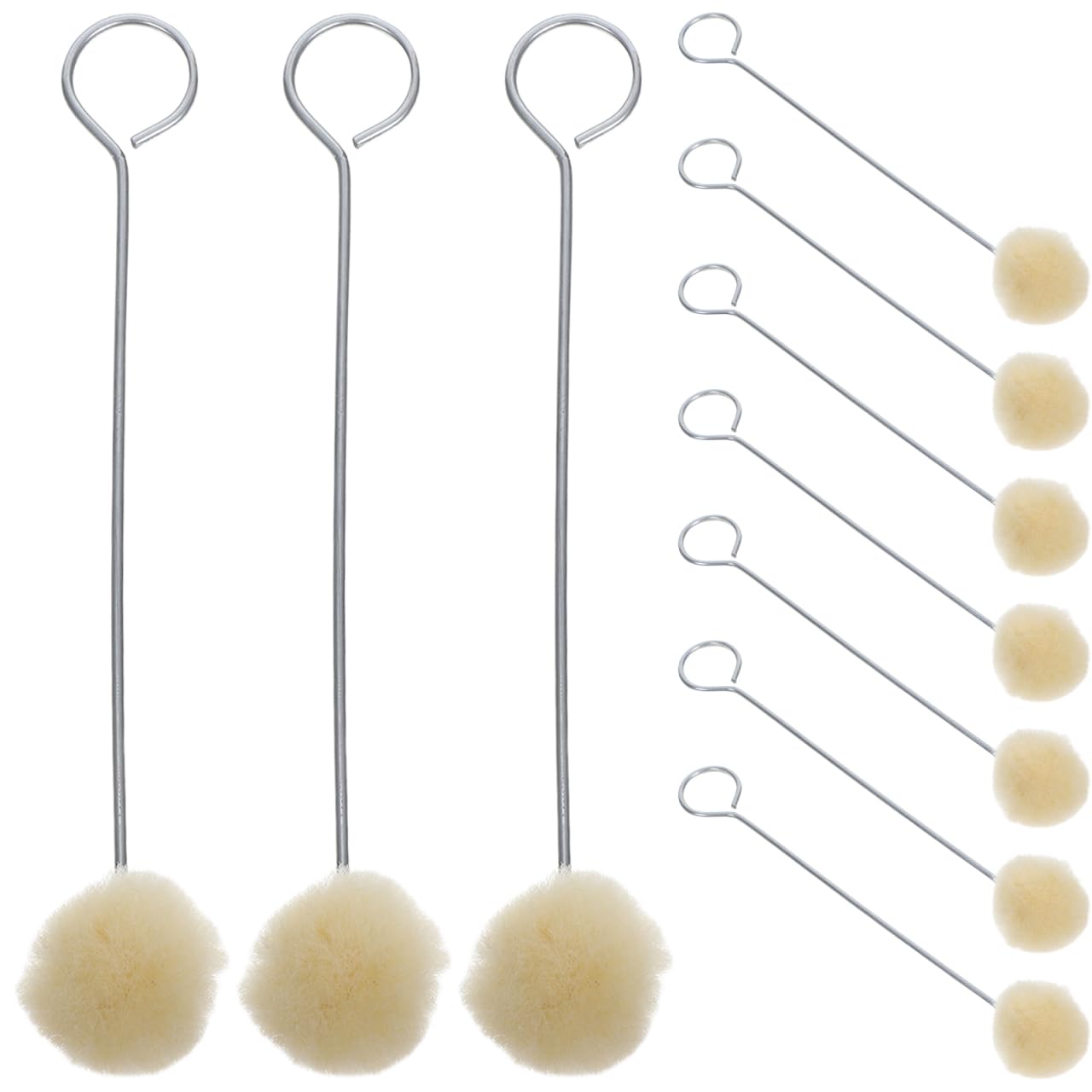 25pcs Wool Daubers with Metal Handles - Beige M