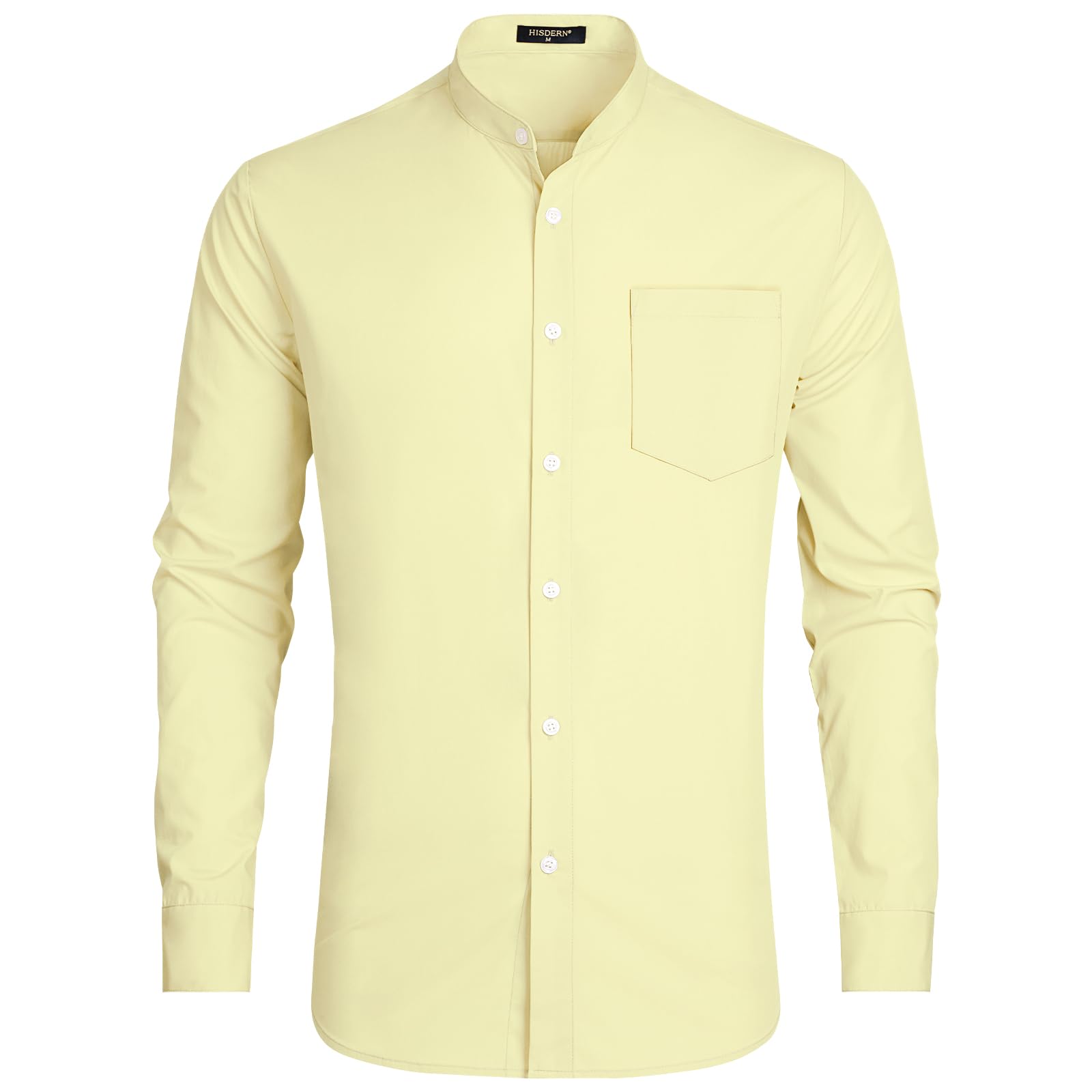 Men's Grandad Collar Shirt - Pale Yellow XXL-image-76013181-8d0e-41ee-bfa1-3bb7d24d9730-102445