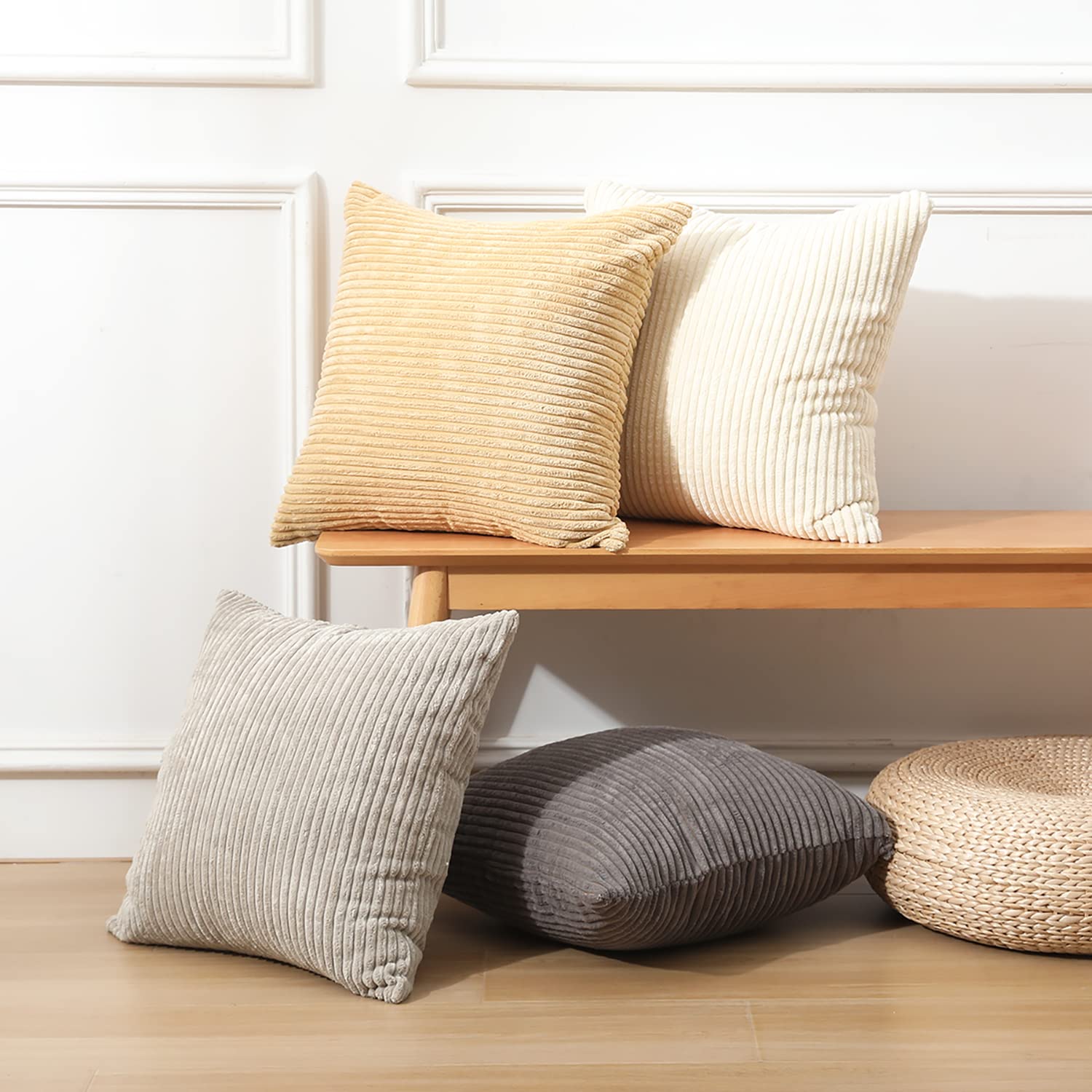 Corduroy Throw Pillow Covers - 18x18 Grey/Khaki Set of 4-image-cef263a4-4a5e-4034-80d8-9d9f445aa158-92914