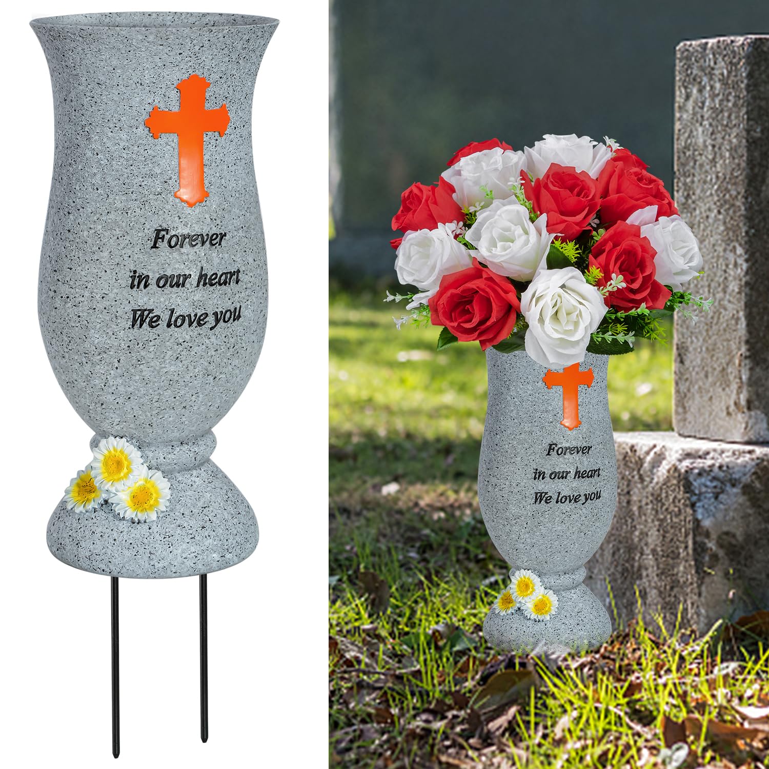 Cemetery Flower Vases with Spikes - Grey 2 Pack-image-8dd9e5e6-6ed1-4e10-b7cf-38f8bc0411ba-110113