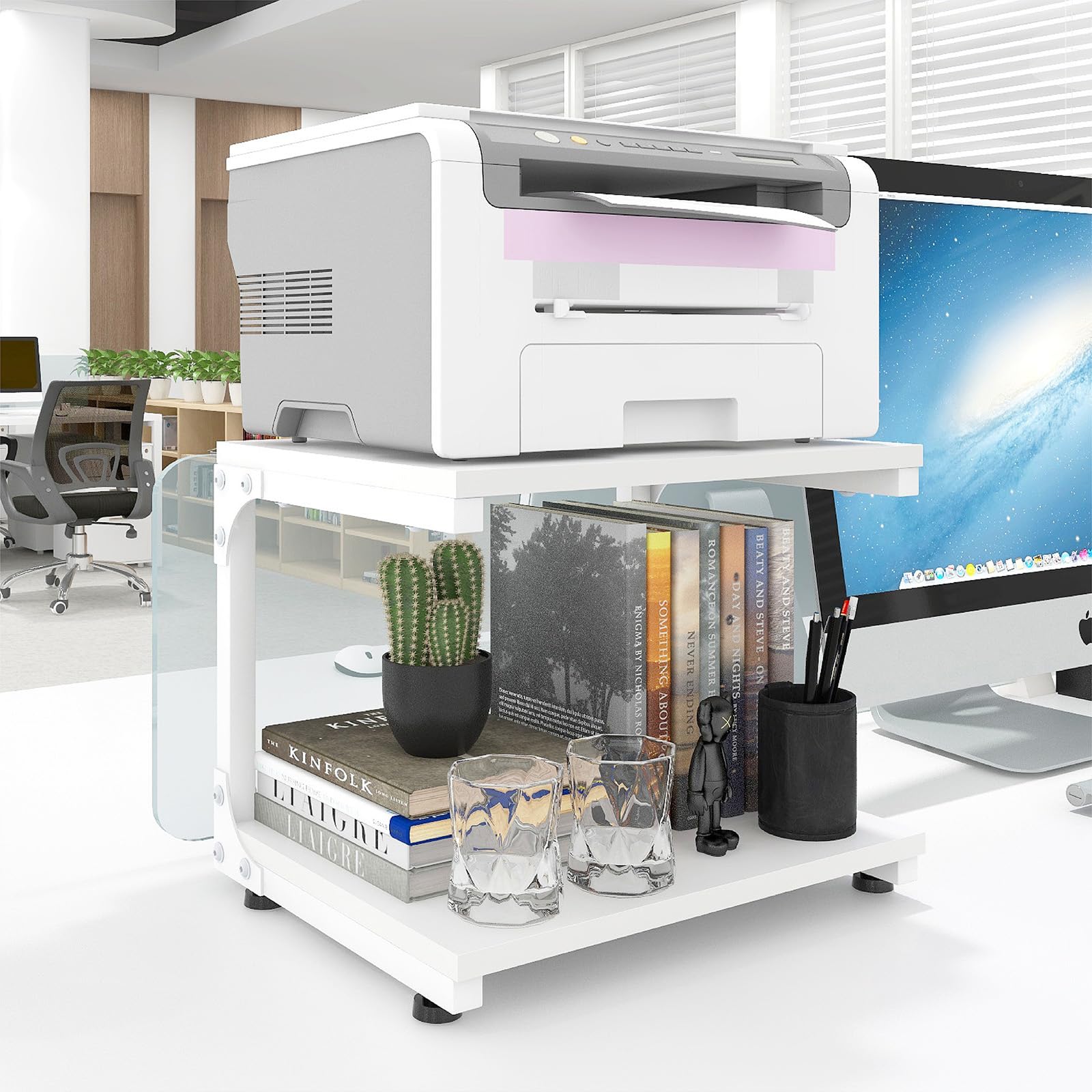 2-Tier Desktop Printer Stand - White-image-b9b421fe-d0eb-4492-8d64-875e2dbc5842-83936
