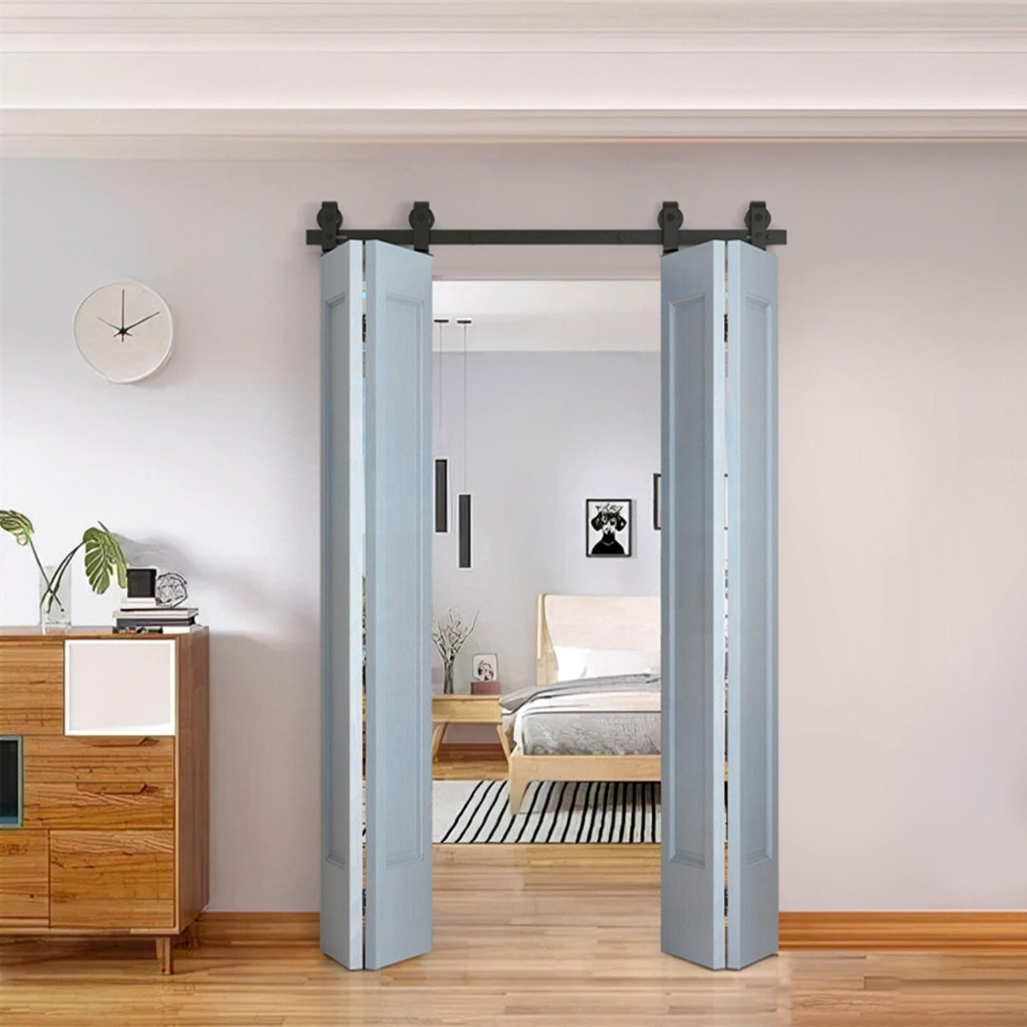 Bi-Folding Sliding Barn Door Kit - 6FT/183cm-image-b4857a44-33a2-498b-9add-1fd3f0bf7d77-93533