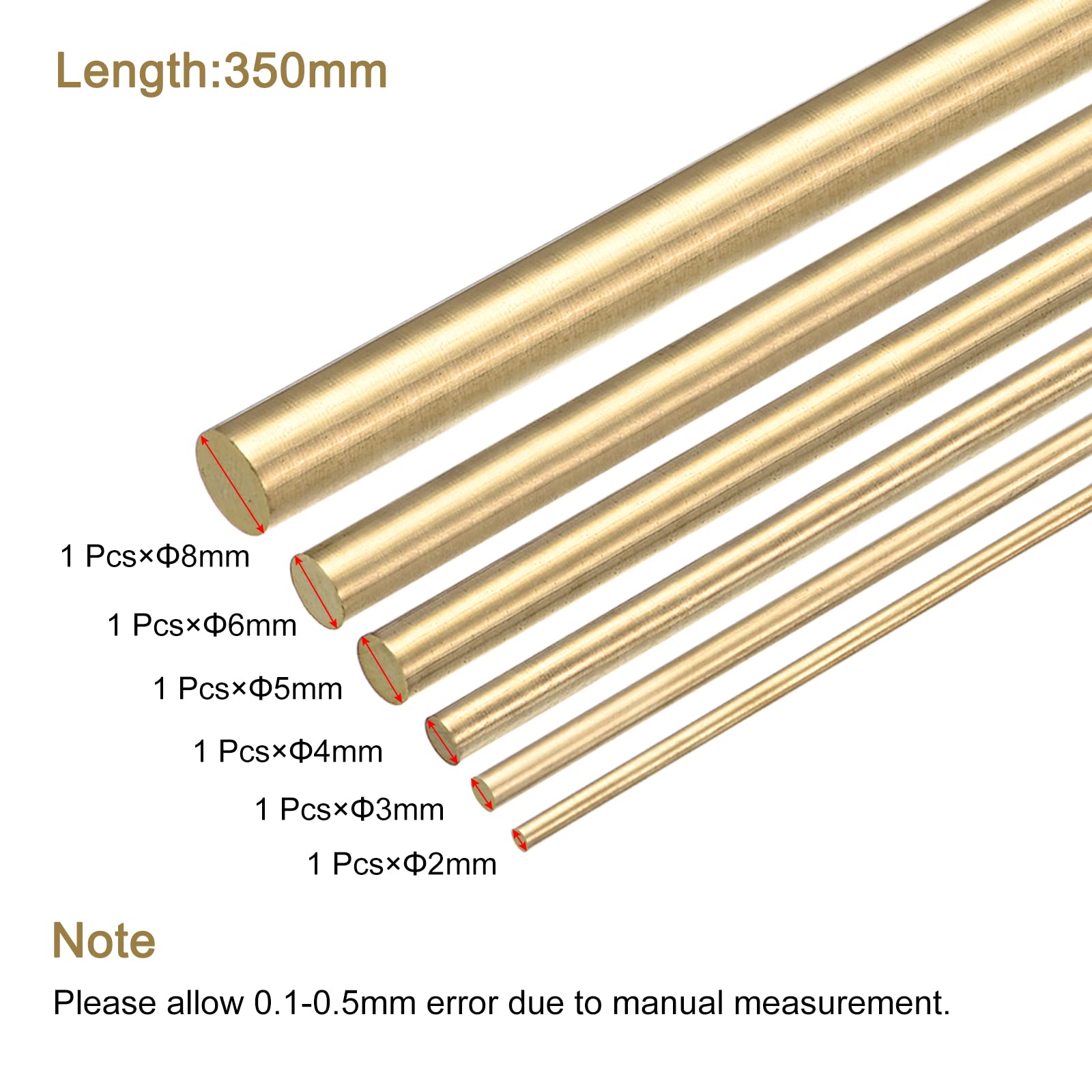 Sourcing Map Solid Brass Round Rod - 10mm Diameter, 102mm Length, H62 Brass For DIY Crafts & Industrial Use