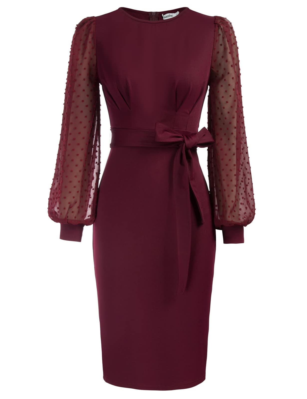Women's Mesh Bodycon Dress - Wine Red S