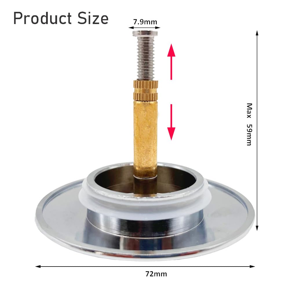 Bath Waste Adjustable Replacement Pop Up Plug - 45mm Chrome Drain Stopper