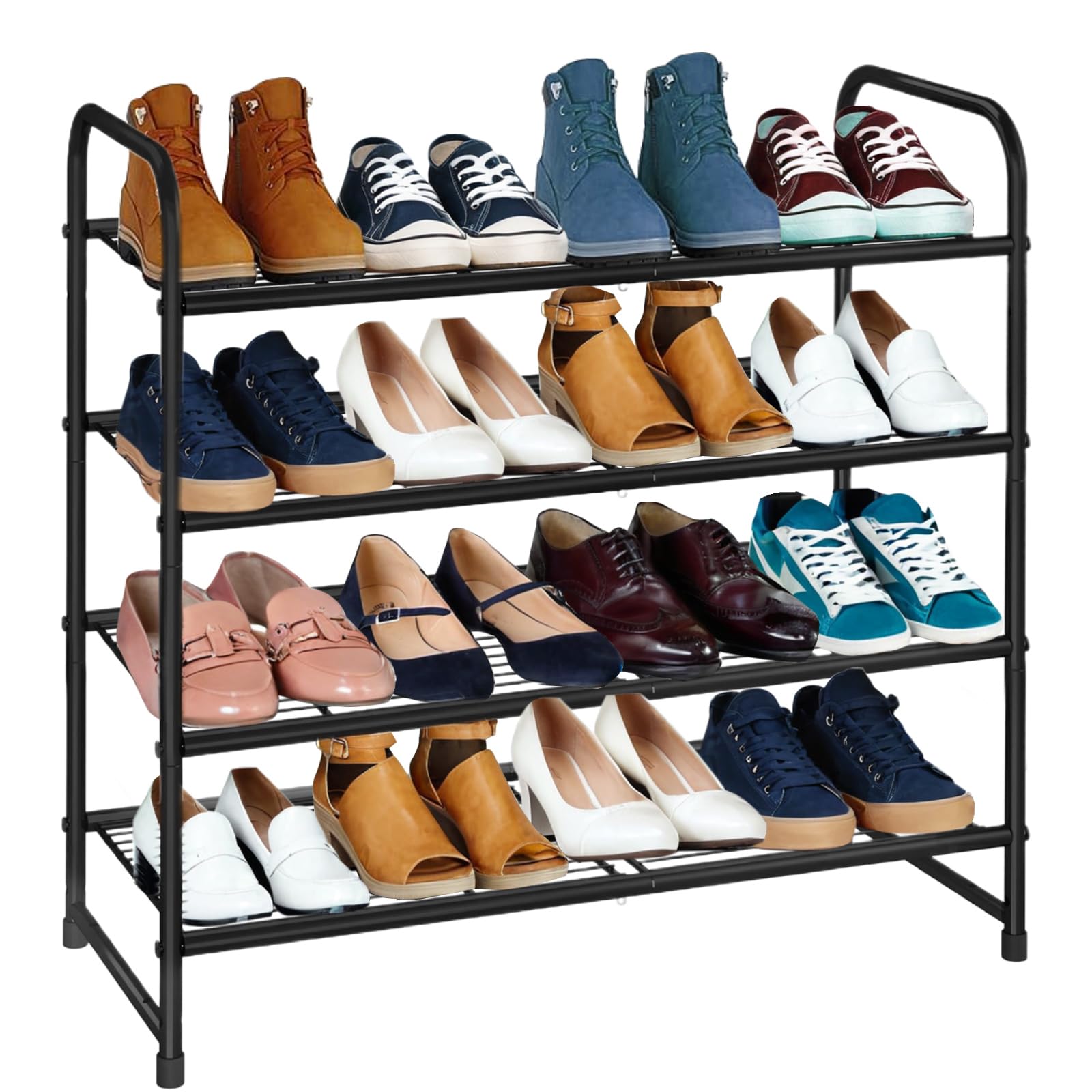 4 Tier Shoe Rack Storage Organiser - Black-image-53f84f6e-9569-405b-8506-fa38ca2fab3e-86641