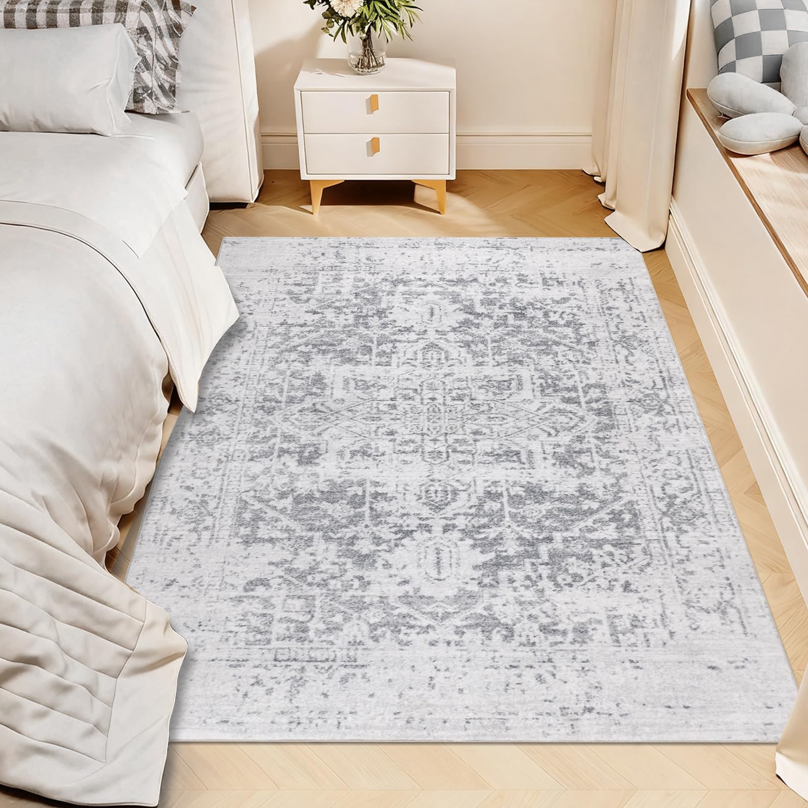 Washable Short Pile Rug Non-Slip - Grey 90x150cm-image-27e6ffe5-ba7c-47ff-b28e-08a5828dc49c-100865