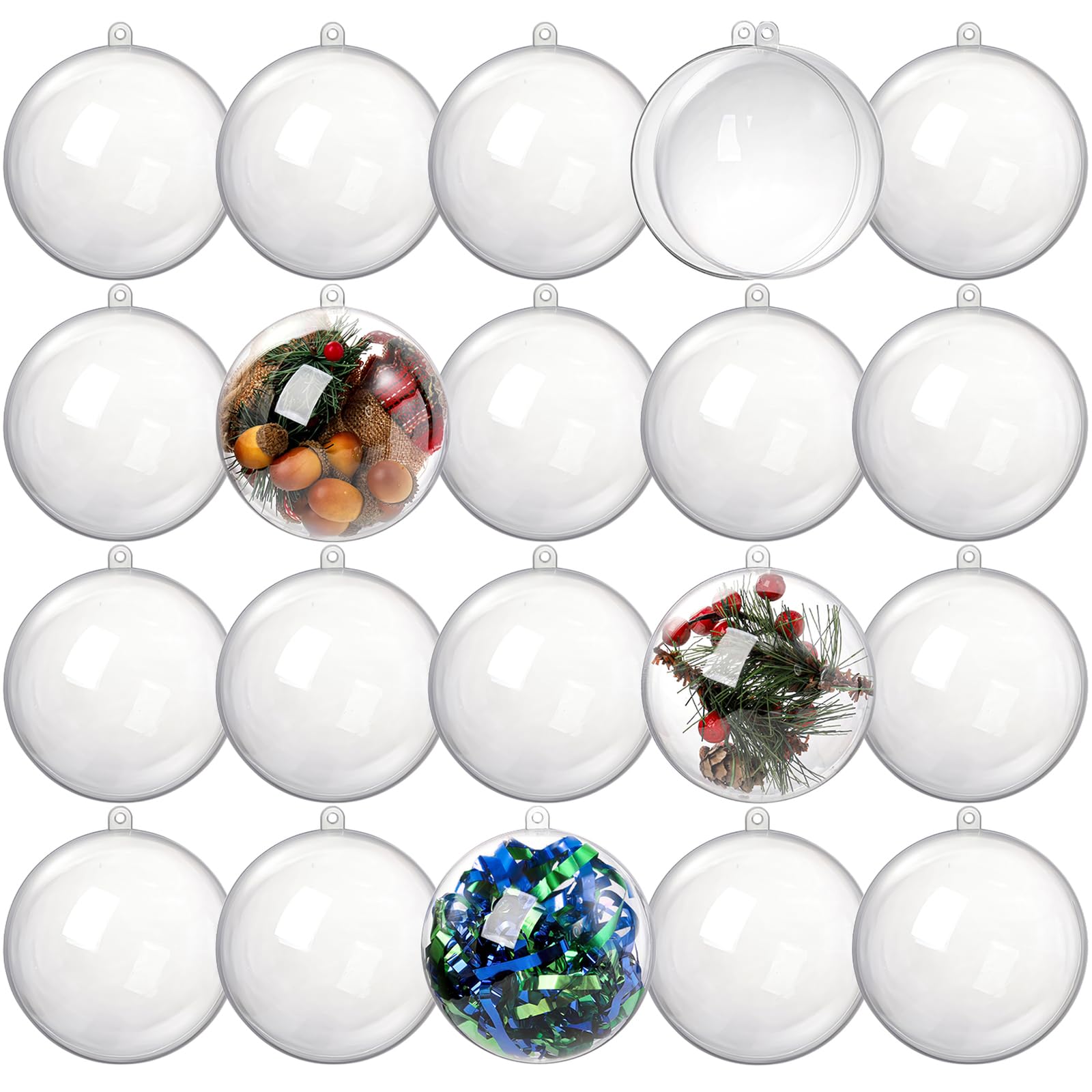 Kingrol 20 Pack 4-Inch Clear Fillable Christmas Ornaments - Shatterproof Plastic Baubles for Decor-image-9c7454ce-f44a-498d-aae6-34a5cf1aa9b4-50624