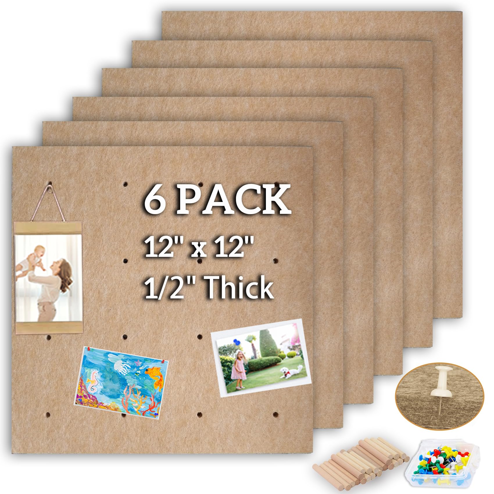 Self-Adhesive Felt Pinboard Set - Brown 30x30cm 6Pcs-image-82511131-1789-4105-b2ae-89b7c5952f39-110116