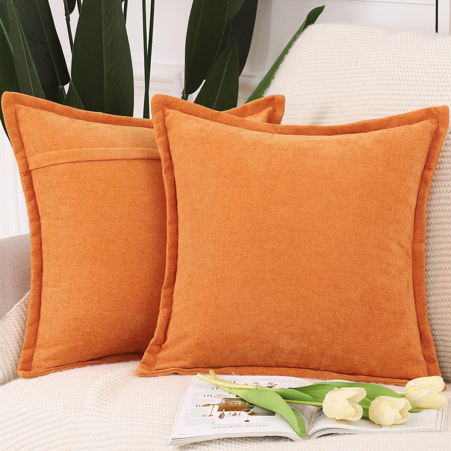 Fringe Chenille Cushion Covers Set of 2 - Orange 60 x 60 cm-image-d5e4165e-f28e-4377-bcc2-195bd98879d5-121963