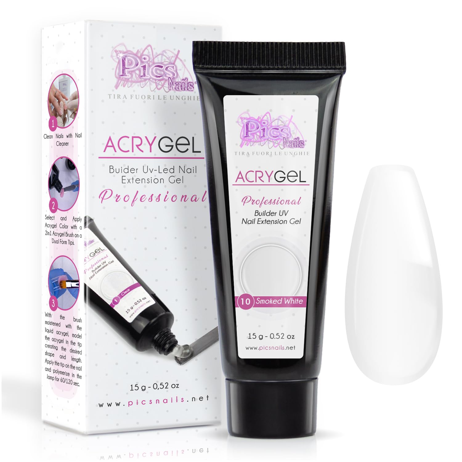 Builder Gel Nail - Poly Nail Acrylic Gel in Extension 15g (10 White)-image-9d307c2b-cb7d-4970-b20b-74a5e3e4d04a-50709