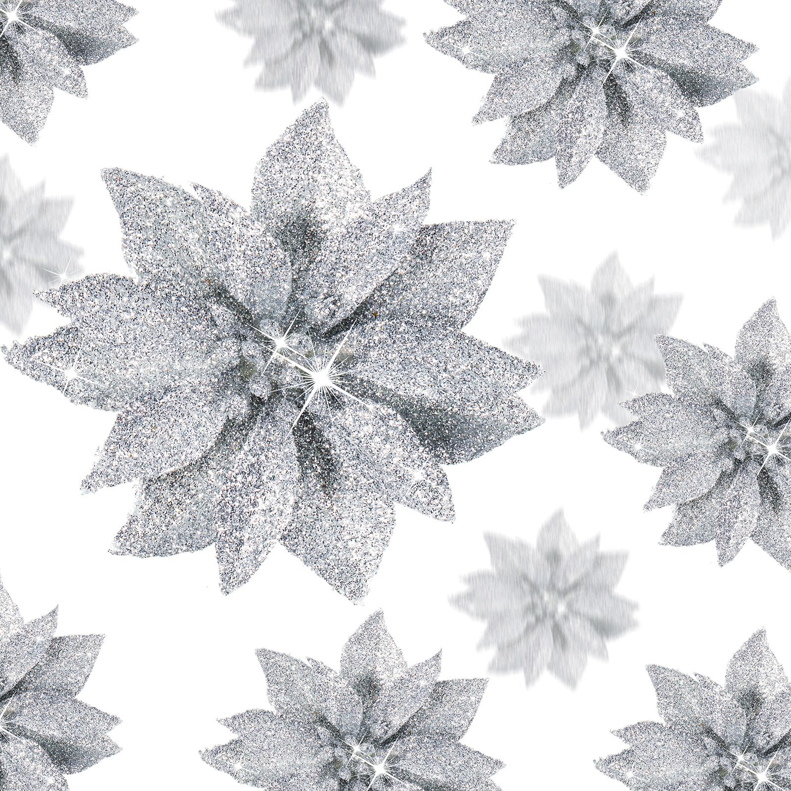 24 Pcs Artificial Poinsettia Flowers with Clips - Silver Assorted-image-048476ac-bb75-44eb-aba7-e7444d561626-101556