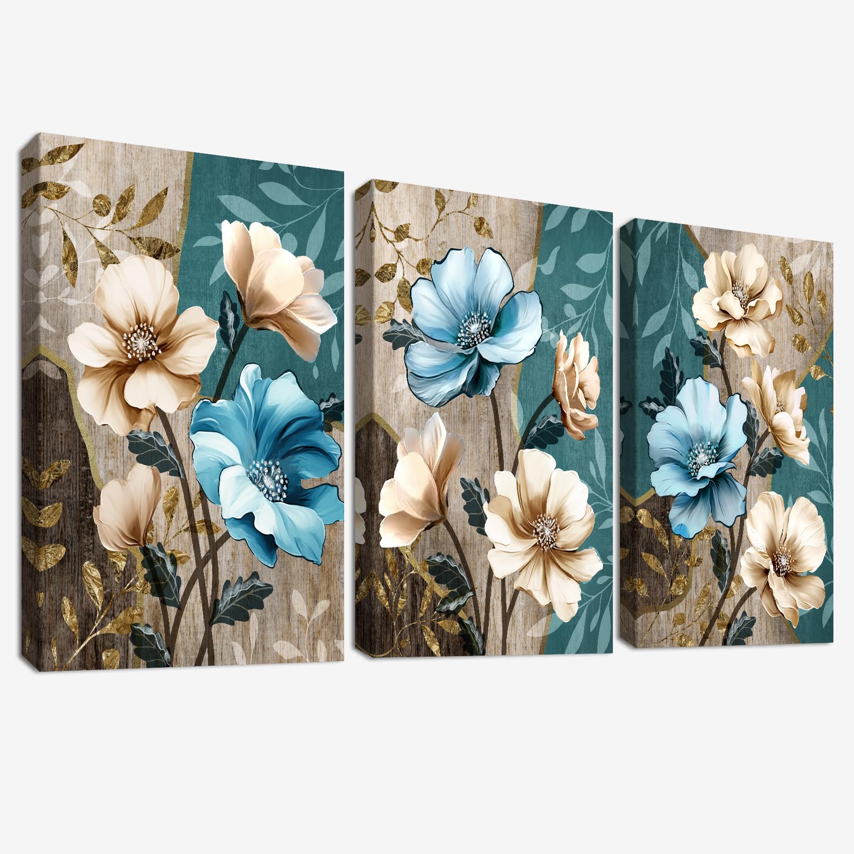 Wooden Framed Canvas Wall Art - Botanical Lotus Flowers 50x70cm-image-6754d986-23dd-4571-b3af-d35733a9c33a-122481