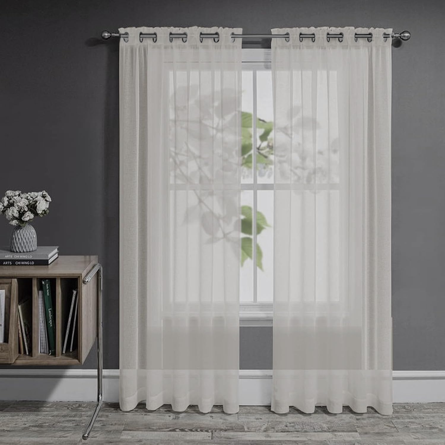 Sheer Net Curtains - 52x95in Beige-image-986f378e-2e61-4437-a820-e2a9e6db0863-90360