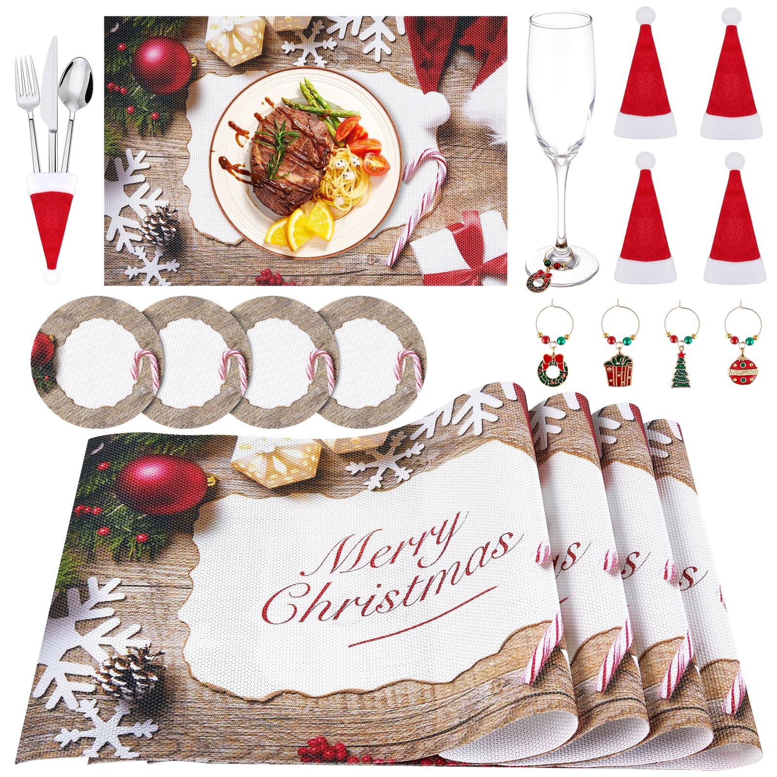 16-in-1 Premium Christmas Placemats Set with Coasters, Wine Charms & Cutlery Holders-image-334ee055-ad3e-4992-b744-163540491edc-66361