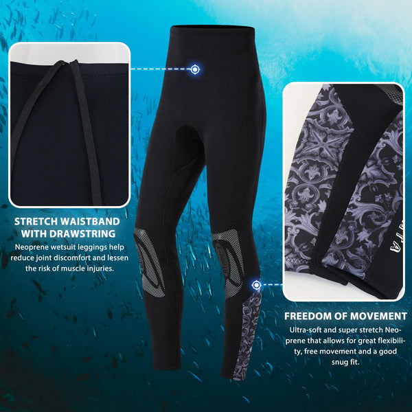 Owntop Men Women Wetsuit Pants - 3MM Neoprene Tights, Thermal Surfing Diving Suit Leggings Adults Youth Wet Suits UV 50 Swimsuits for Women, Grey S Owntop Men Women Wetsuit Pants - 3MM Neoprene Tights, Thermal Surfing Diving Suit Leggings Adults Youth Wet Suits UV 50 Swimsuits for Women, Grey S