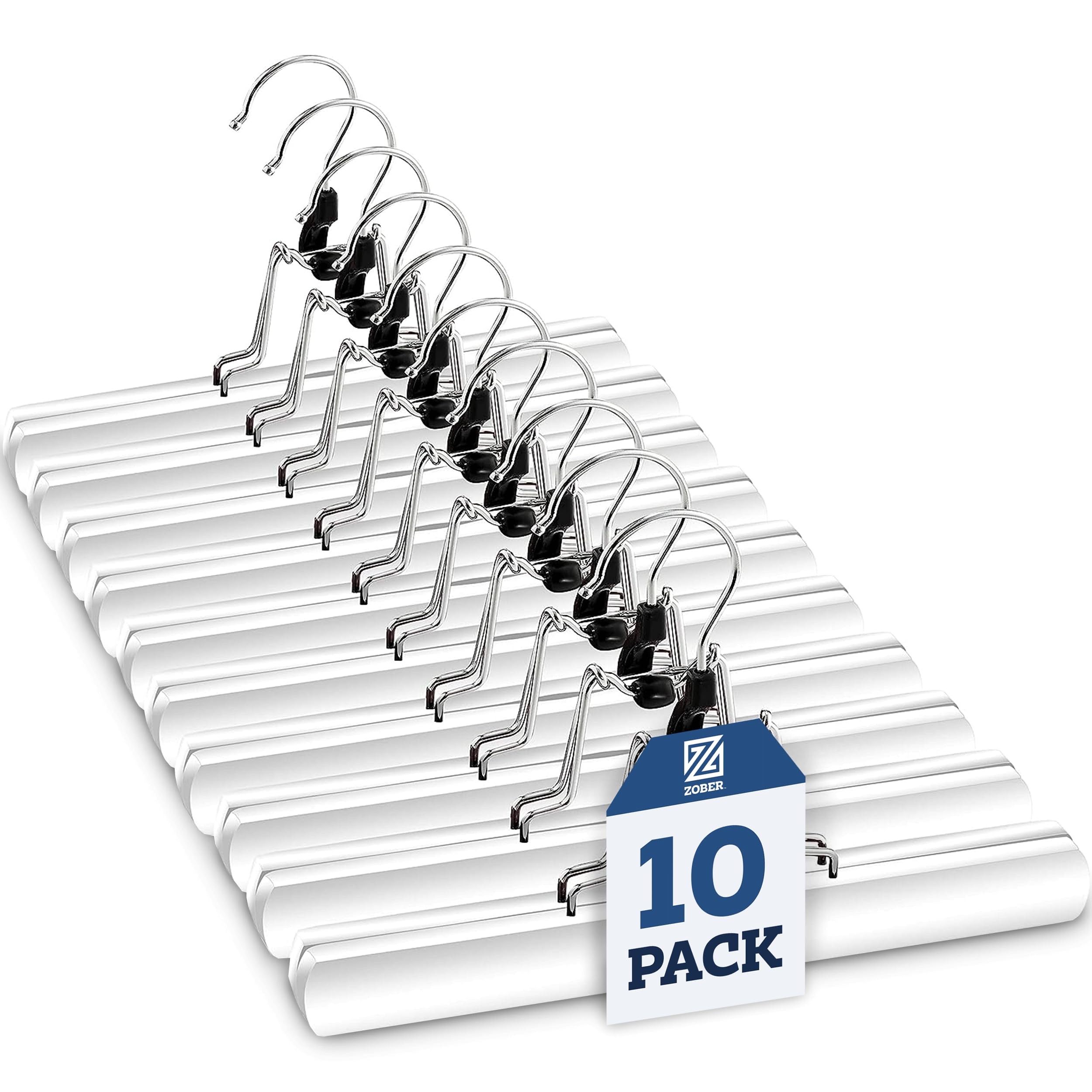 Premium Wooden Trouser Hangers Set of 10 - Non-Slip, 360° Swivel Hook, Cloth Safe Clips for Skirts, Pants, Jeans-image-62627166-1889-428b-8311-f6bd38c86193-67995