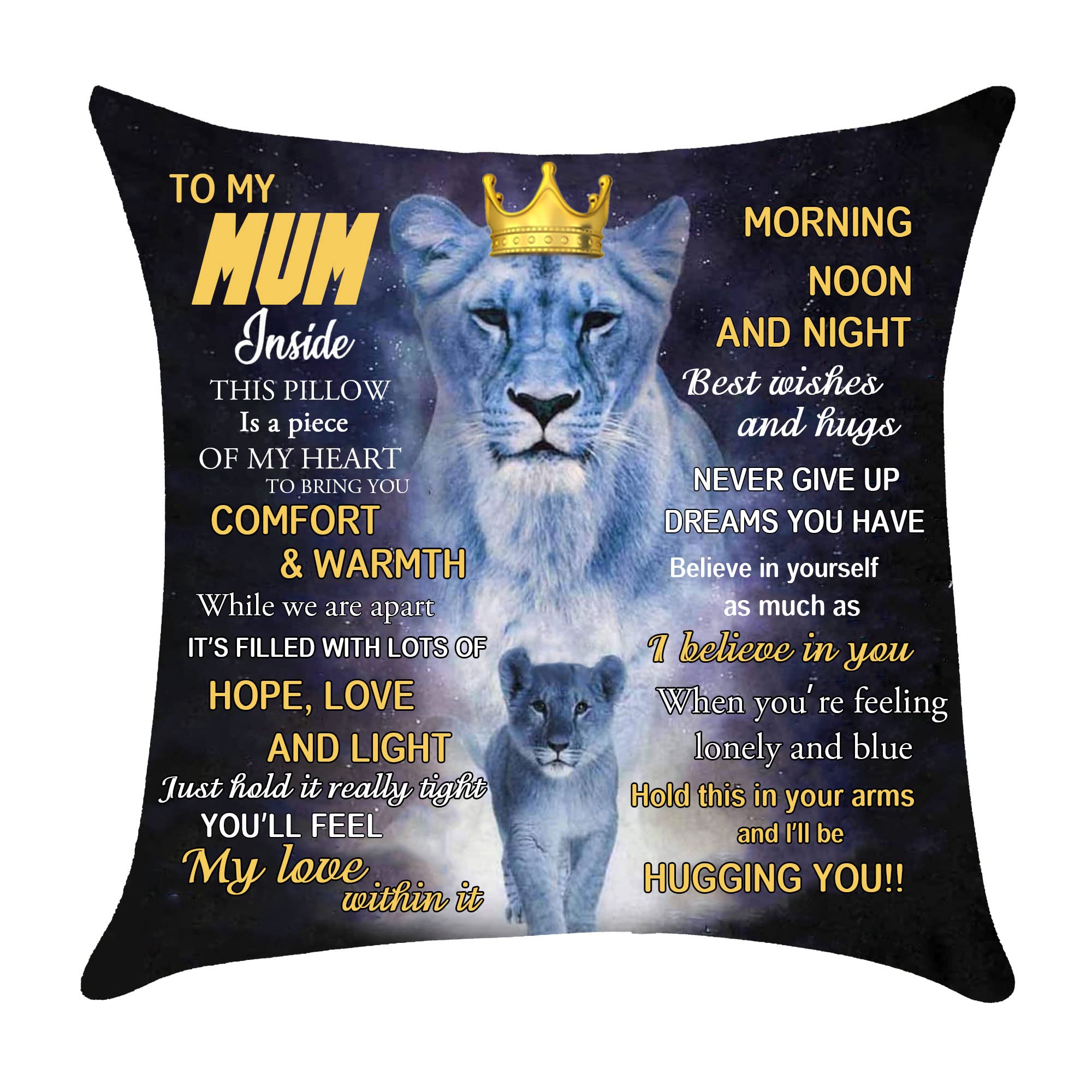 To My Mum Gift from Daughter Son - Lion Cushion Cover, Perfect Mum Birthday Present-image-ac7841d5-0474-4882-a0ad-c77f59ff6df2-68842