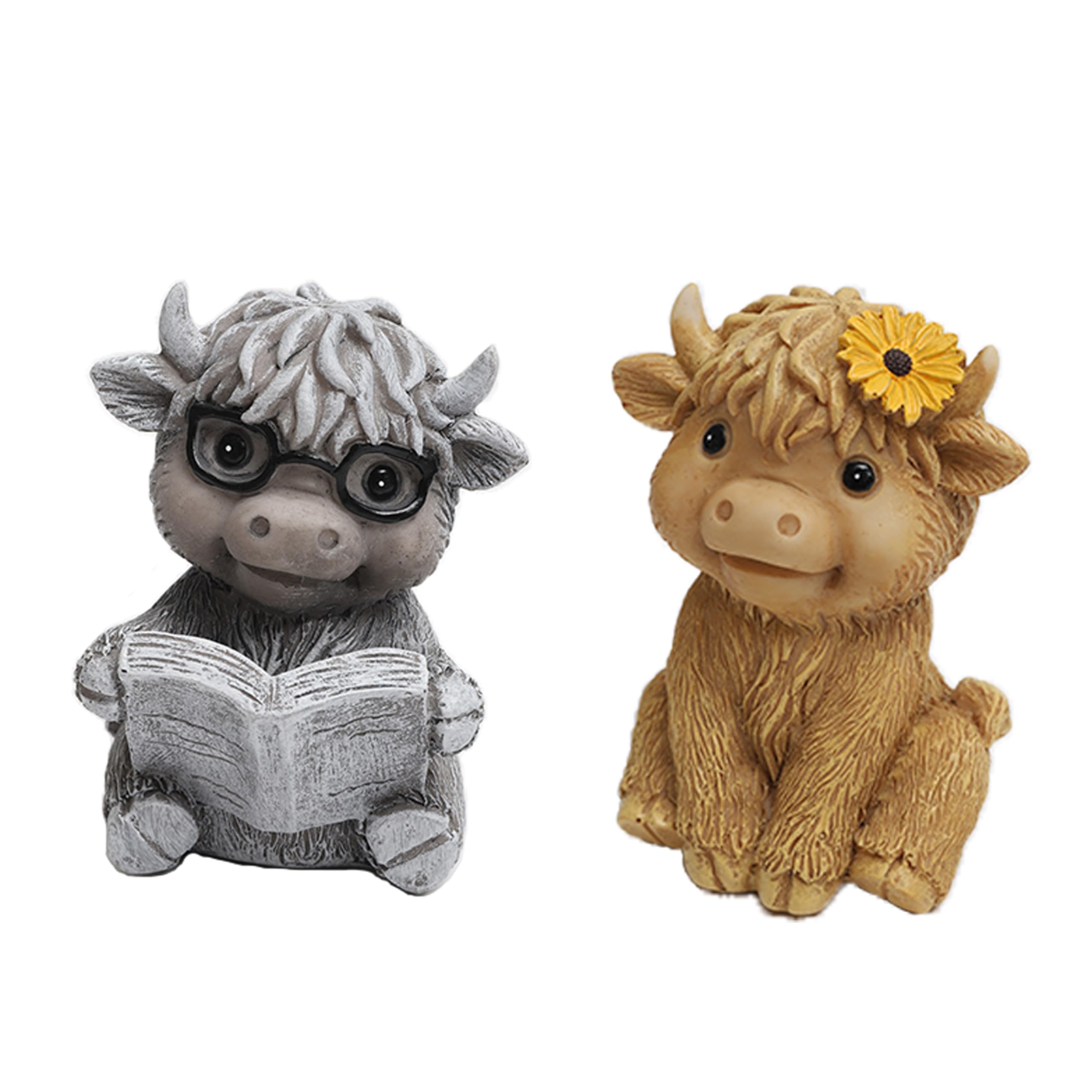Highland Cow Figurines Set of 2 - Golden/Grey S-image-606b45ba-dcf1-4ec2-a1a2-38b16282f552-105979