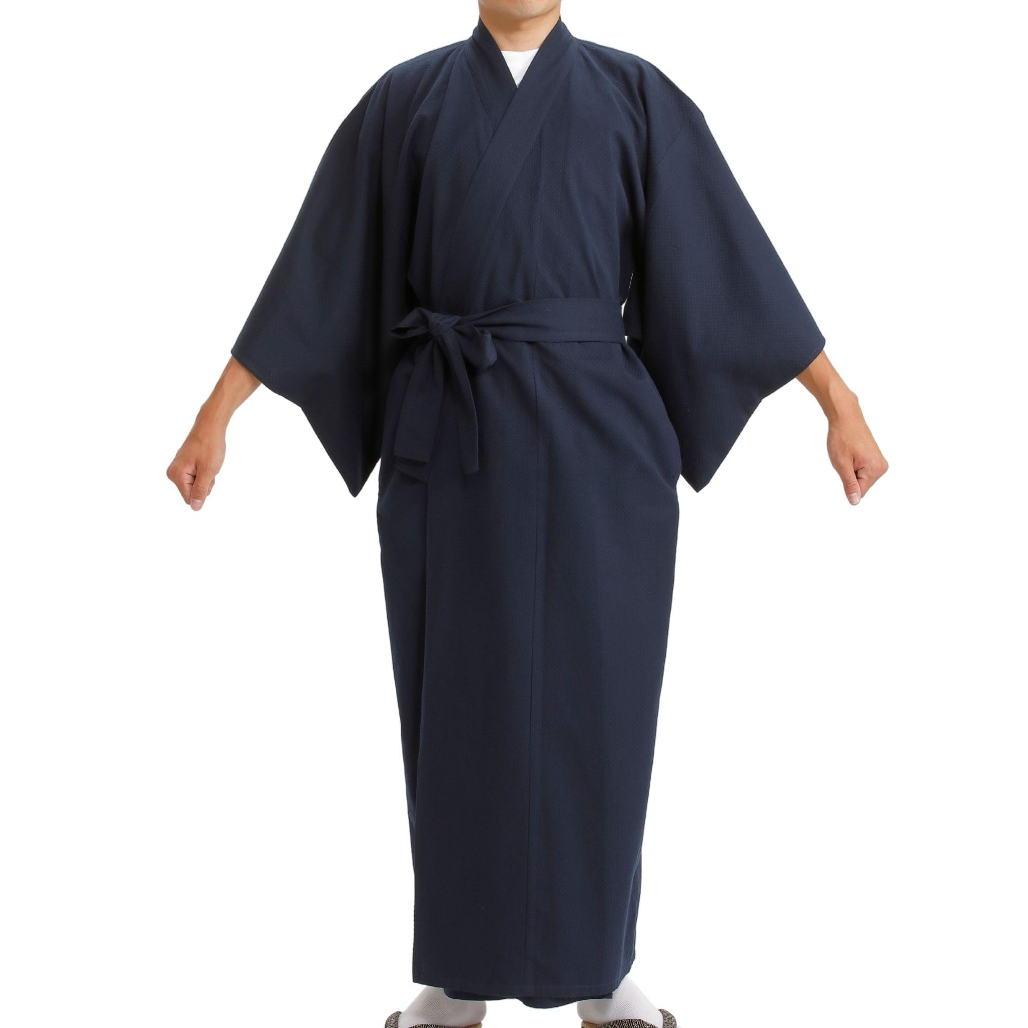 Men's Quilted Yukata Kimono - Blue L