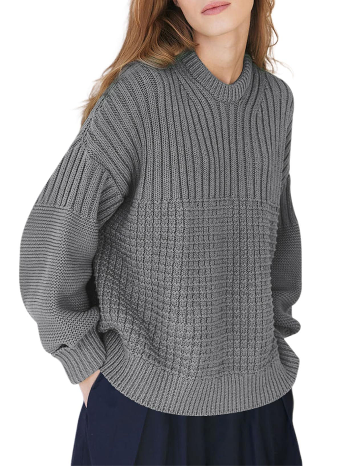 Women's Cable Knit Jumper - Light Grey XL-image-fa72e14f-ac2e-4e85-8224-f7053a23f552-94849
