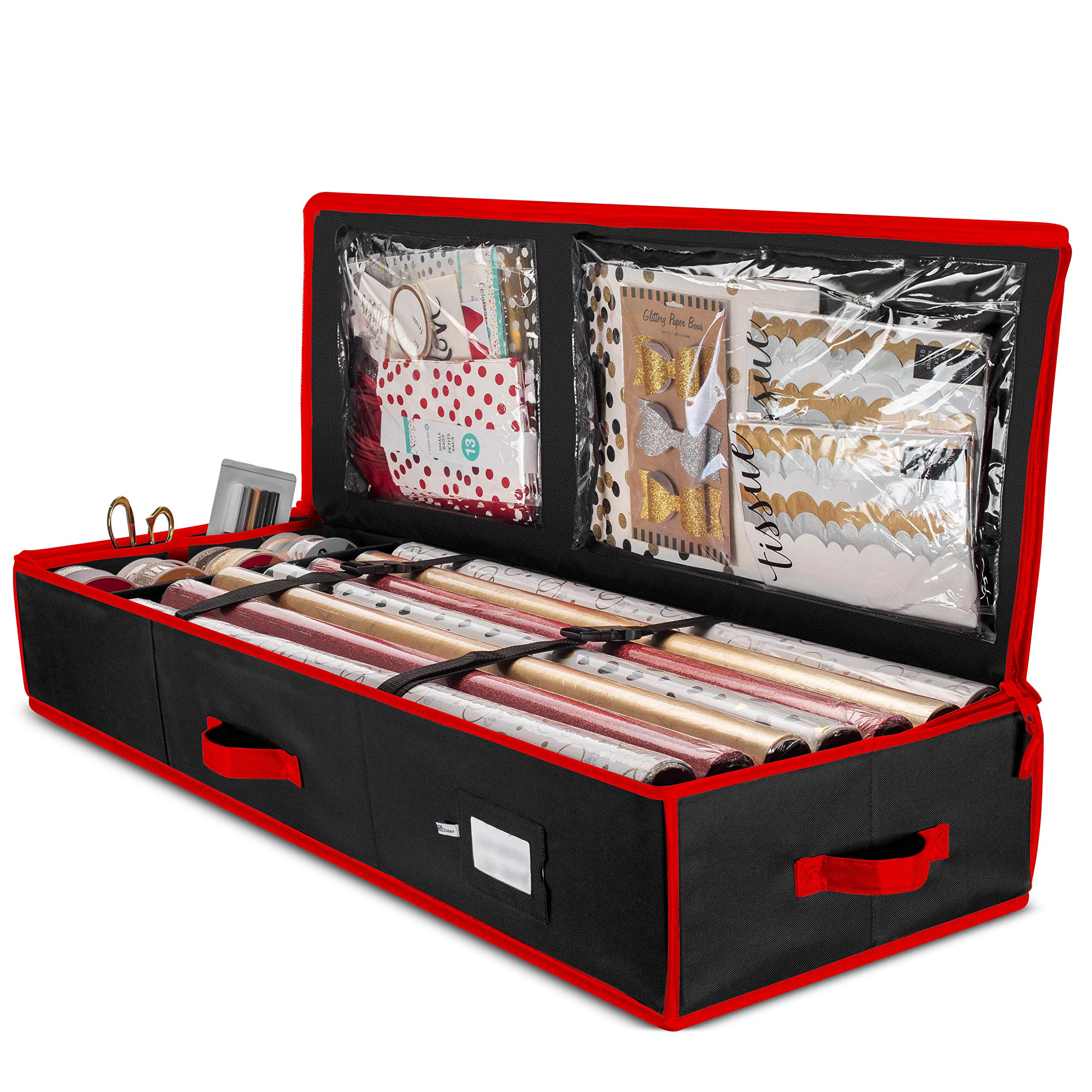 Premium Christmas Wrapping Paper Storage Bag - Holds 24 Rolls, Tear-Proof, Collapsible, Black Organiser-image-0b43f577-90b4-4f8f-9968-5502e0ec276e-68452