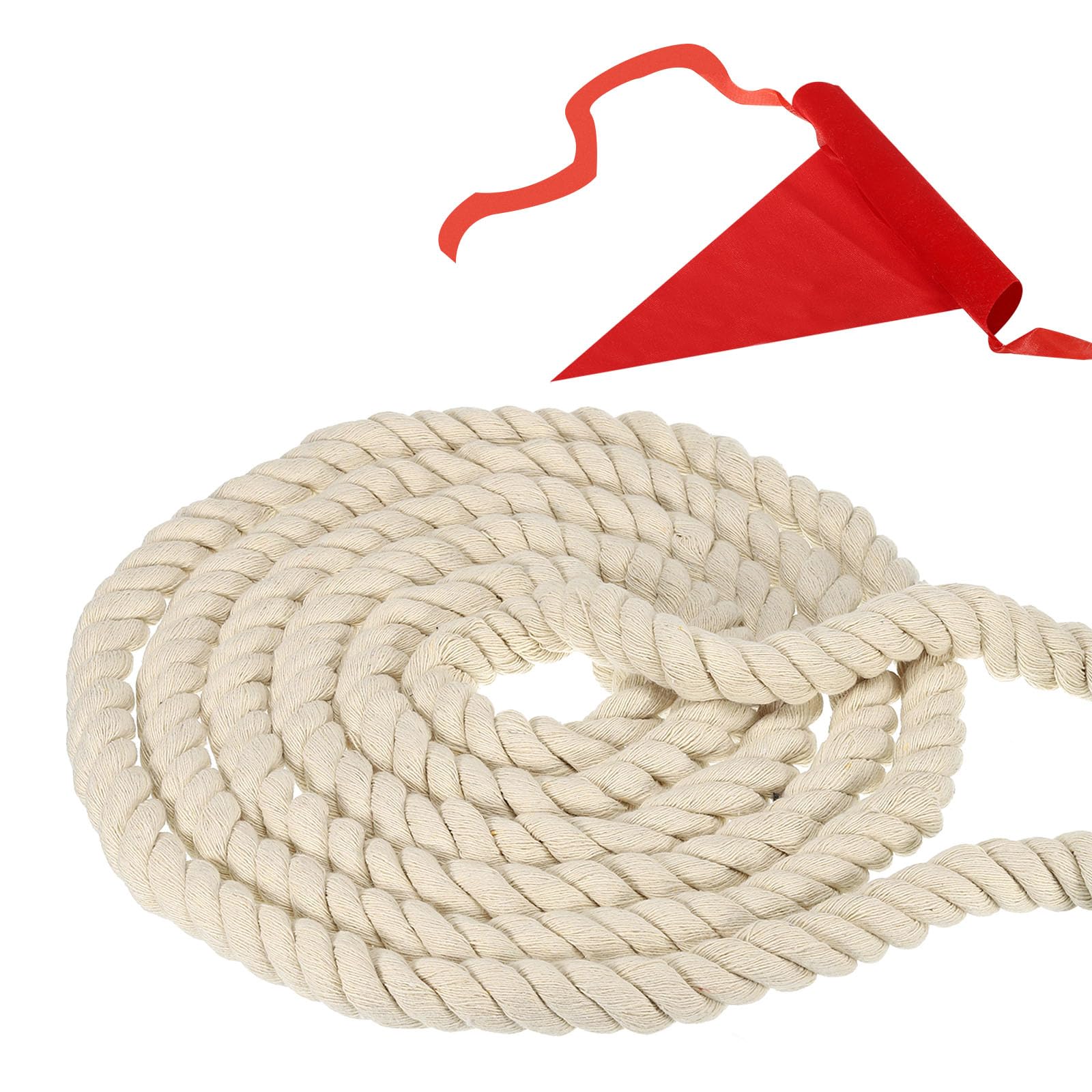 Tug of War Rope with Flag - Beige 20ft-image-089c470a-c2a0-4101-b262-b912c6edec71-96904