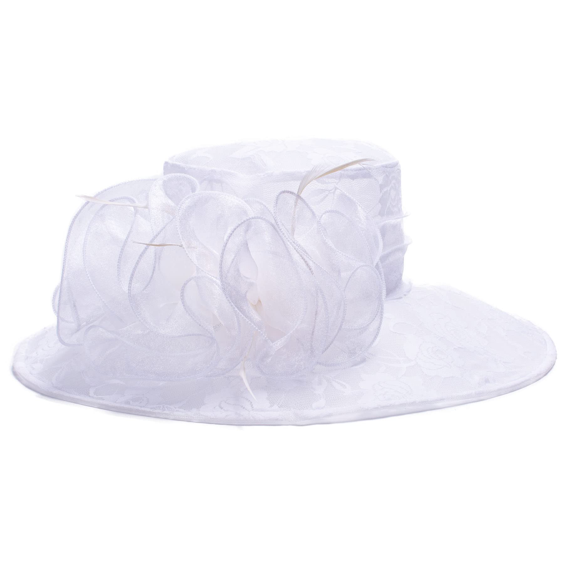 Women's Organza Sun Hat - White One Size-image-be4b5492-f81a-487d-8a33-b2ce1dda3095-111334