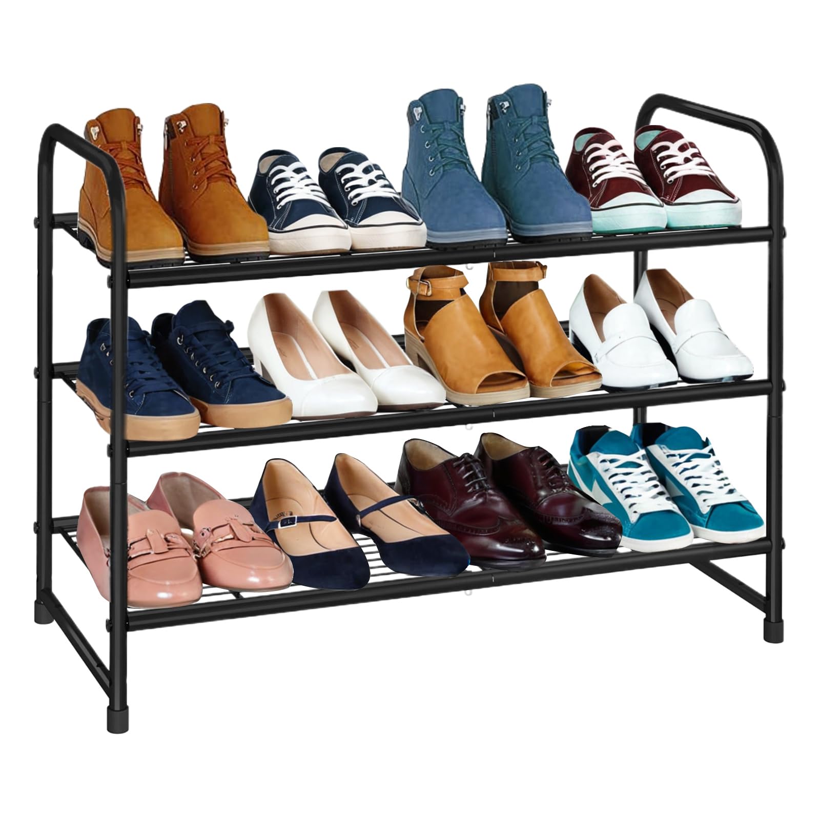 3 Tier Shoe Rack Steel Storage Shelf - Black 3 Tier-image-8709908c-6f1d-49b5-b0e9-0e07598c5be6-101936