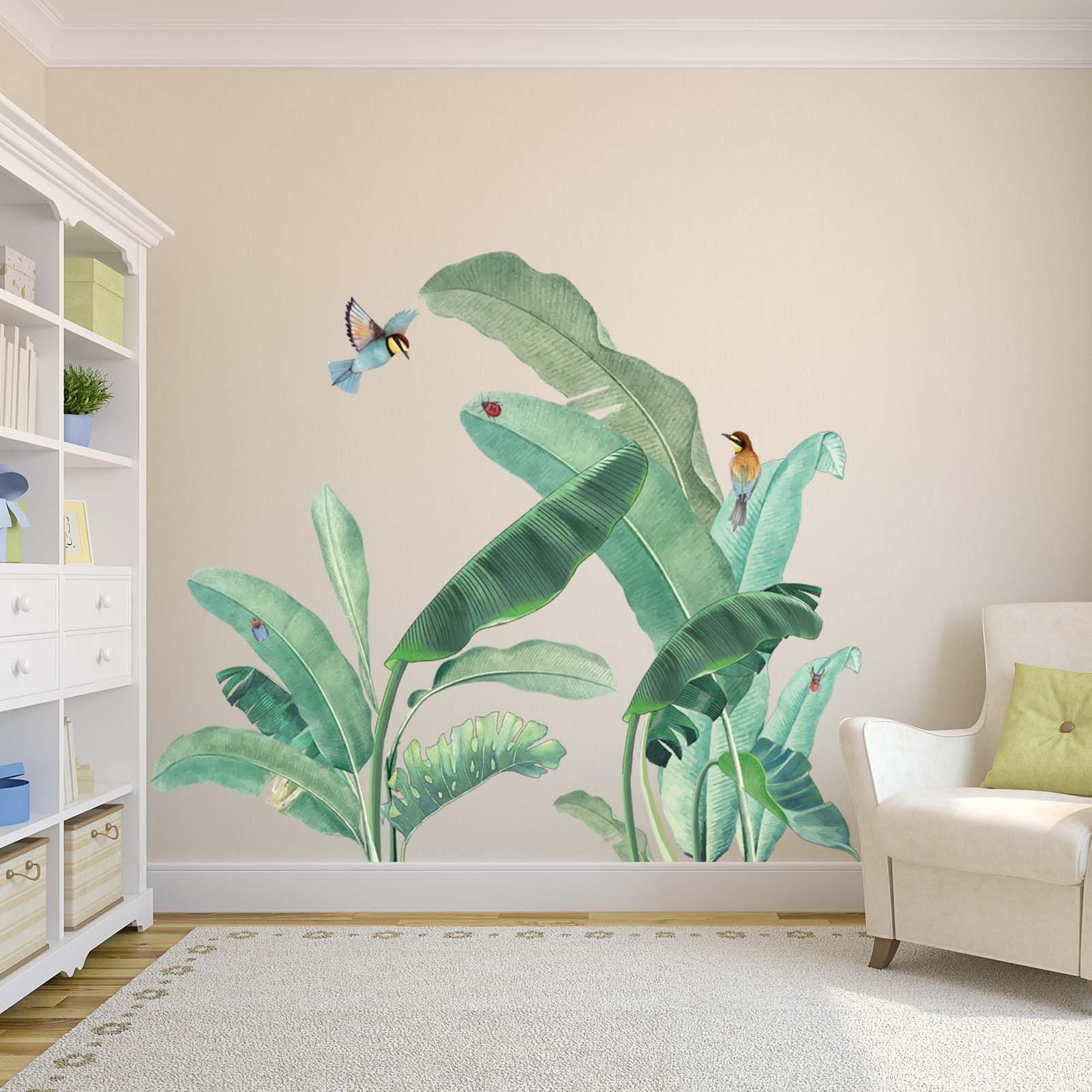 Amimagen Leaves Jungle Wall Stickers - Tropical Plants Palm Leaf Green-image-1258275e-1cf2-4d9e-b59b-e221f425e726-53528