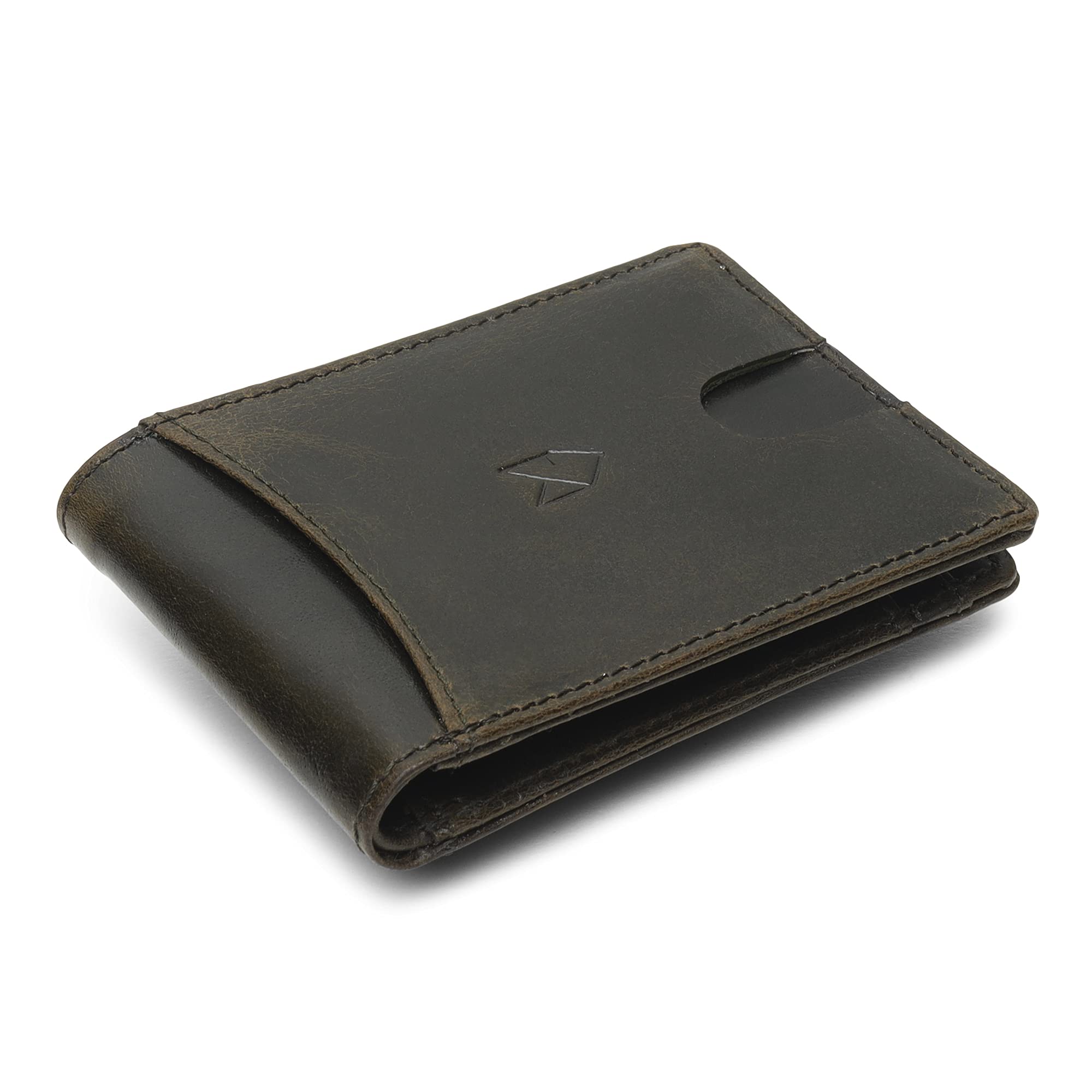 Men’s Slim Bifold Leather Wallet - Olive Camel