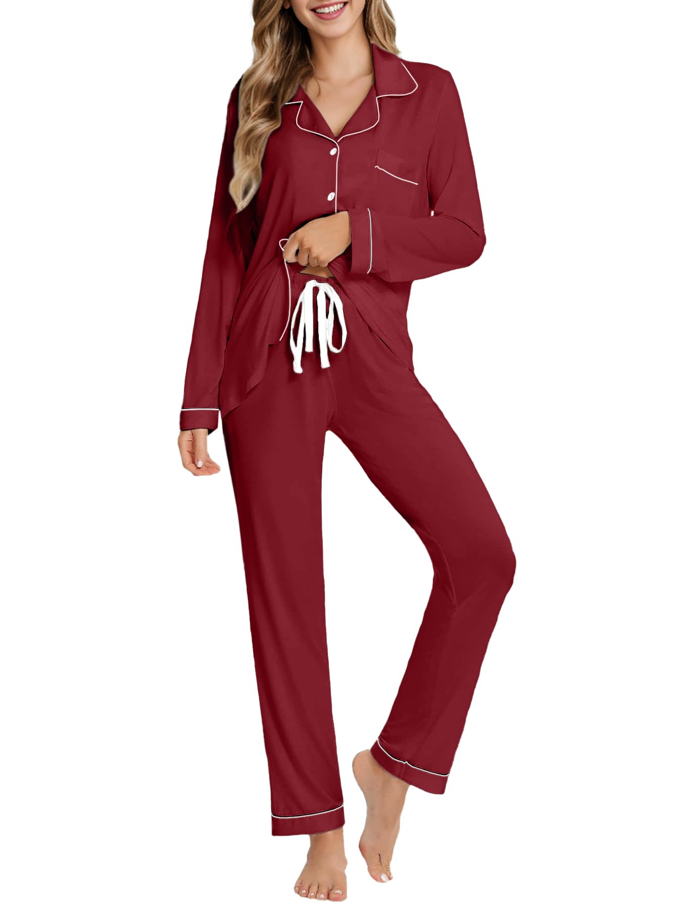 Women's Cotton Pyjama Set - Red M-image-9c79f716-aafb-4e1c-920e-31690d96b695-111473
