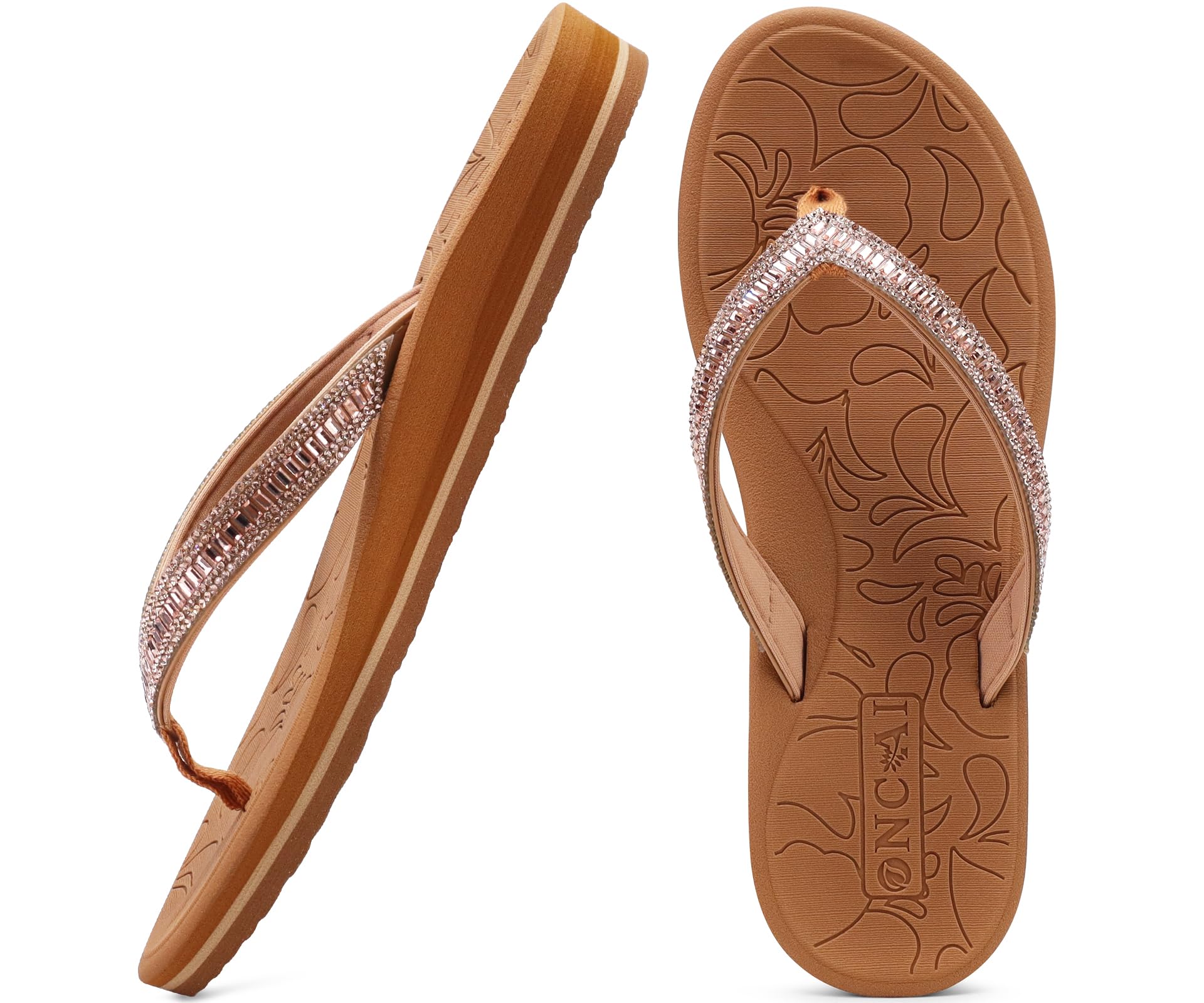Women's Rhinestone Flip Flops - Khaki UK 6.5-image-88bcdd9d-4edc-473c-a7c4-814a03330095-119344