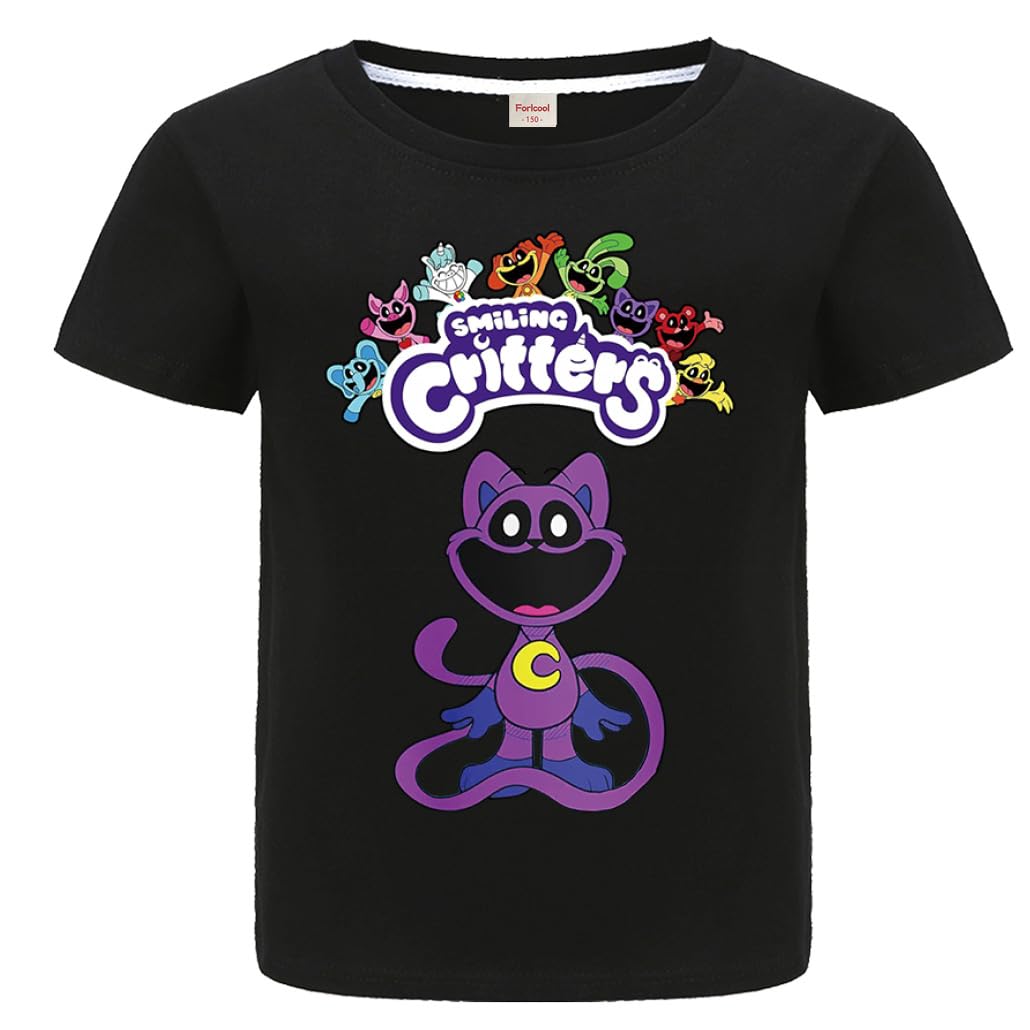 Forlcool Smiling Critters Kids T-Shirt, Black, Ages 12-13, Summer Cotton Tee-image-4e33c9bc-fe6d-4beb-b84c-2088289aa035-46185
