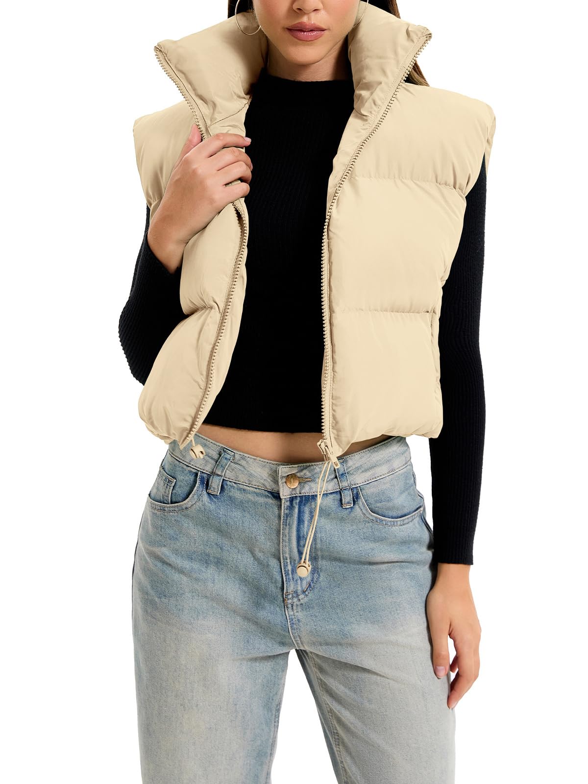 Women's Quilted Puffer Gilet - Khaki S-image-dec06598-da36-44ce-918a-51c006a98fb9-95054