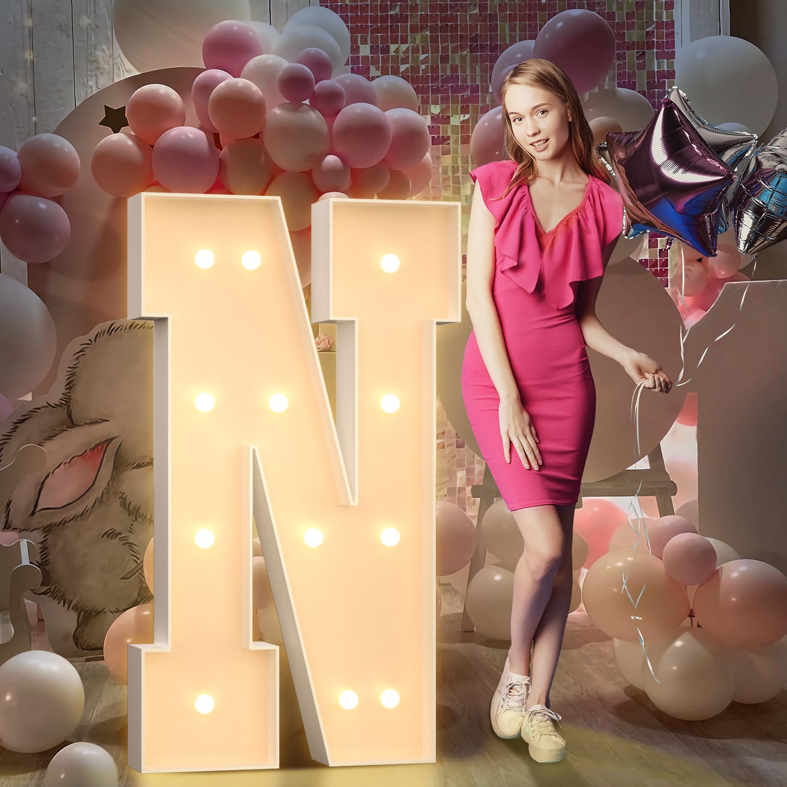 4FT Light Up Letters for Celebrations: DIY Cardboard Mosaic Balloon Stand - Party, Wedding, Baby Shower Decor-image-bf86311d-7064-4a56-be99-70b92cb66e69-36617
