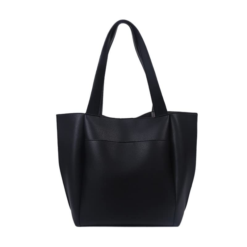 Women's Faux Leather Tote Bag - Black 16.5x12.6in-image-672f6b68-7277-45ea-a44c-a76eaf08f7da-120984