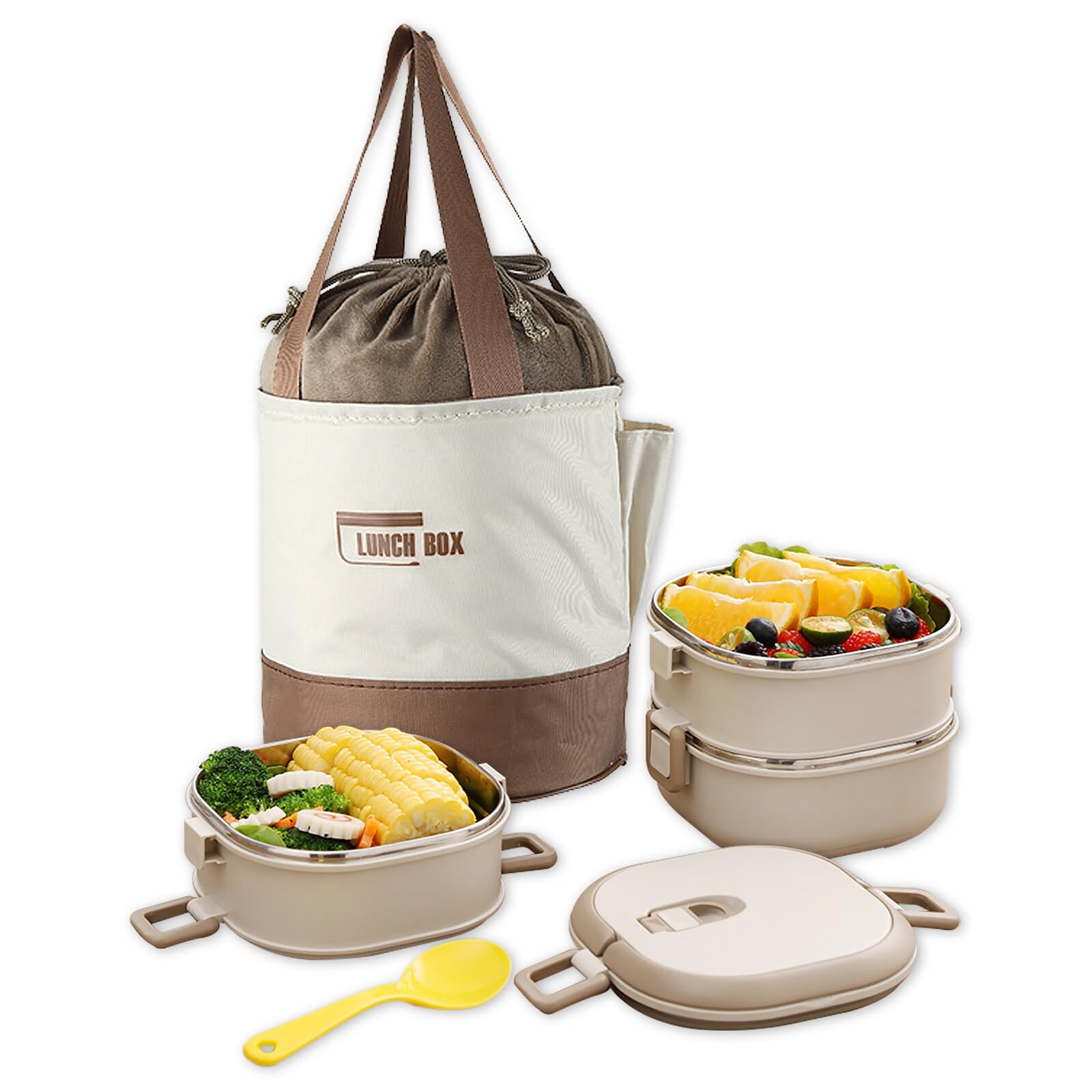Thermal Bento Lunch Box 2.1L - White 3-Layer-image-50c2e6ba-bcbe-416c-8604-0eedde23a2ce-112299
