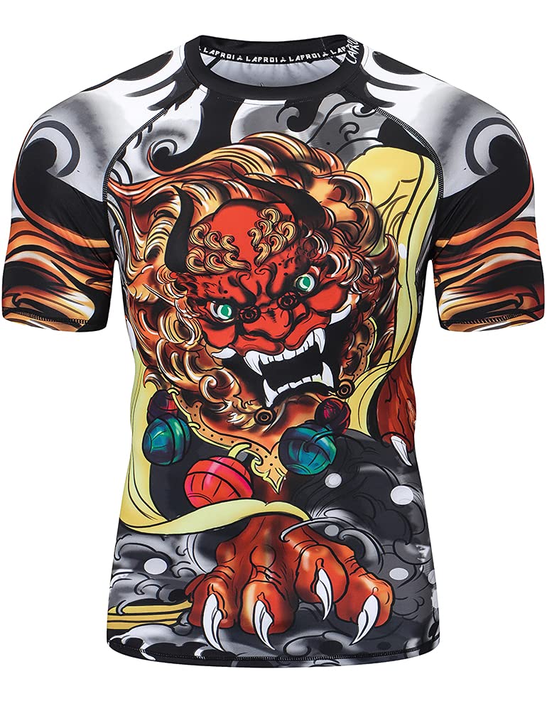 Men's XL Short Sleeve UPF 50+ Baselayer Compression Shirt - Lion Dance Design-image-dac21d73-55c4-413f-8523-f789f8050b6c-63609