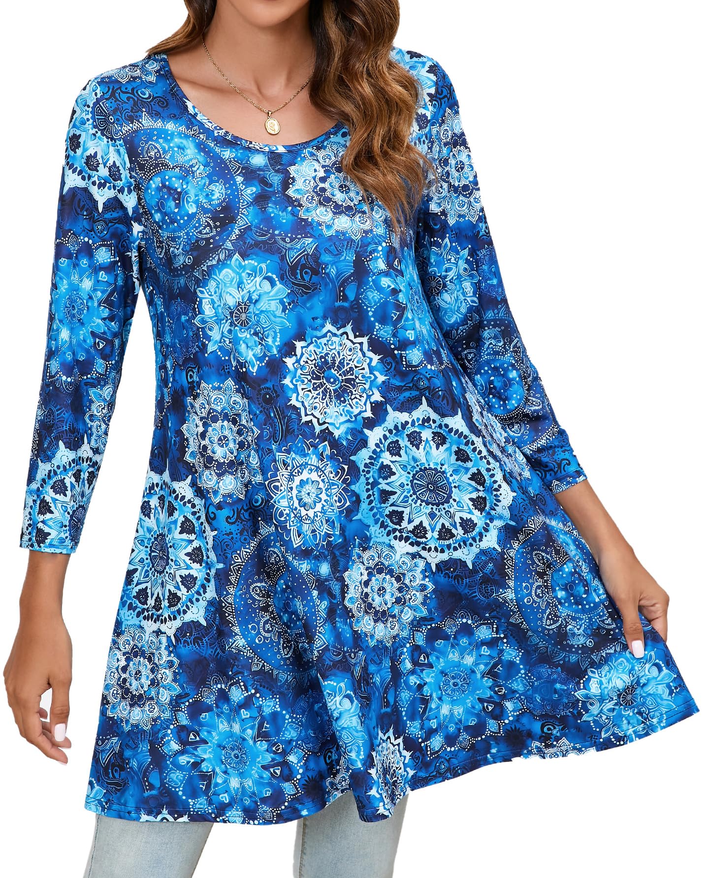 Women's Tunic Top 3/4 Sleeve - Royal Blue S-image-748bb2e1-546a-46b5-92fb-db515f872b1b-106831