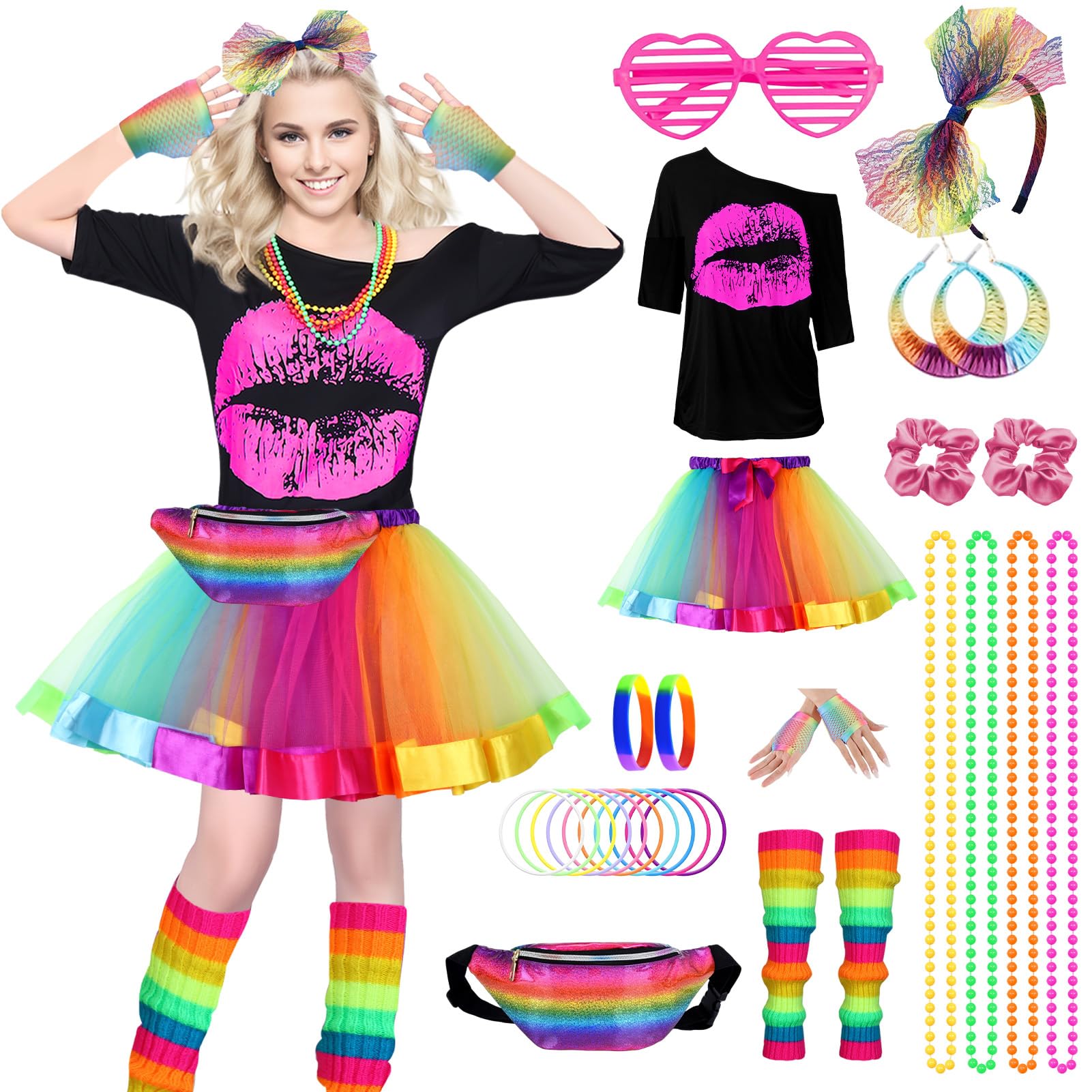 80s Fancy Dress Costume Set - Rainbow L-image-69ee4fb1-27c2-4060-9a6f-91dc53edf31f-91461