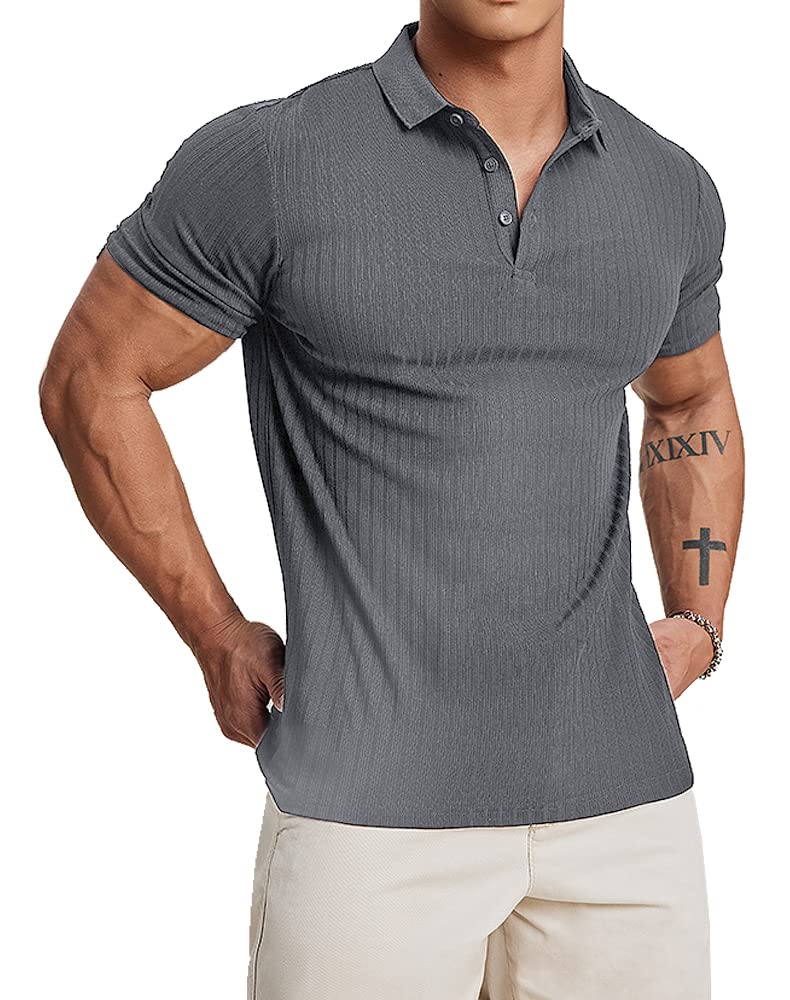 Men's Slim Fit Polo Shirt - Dark Grey S-image-b1394420-b6fe-4e5b-b63f-92af18778236-111237