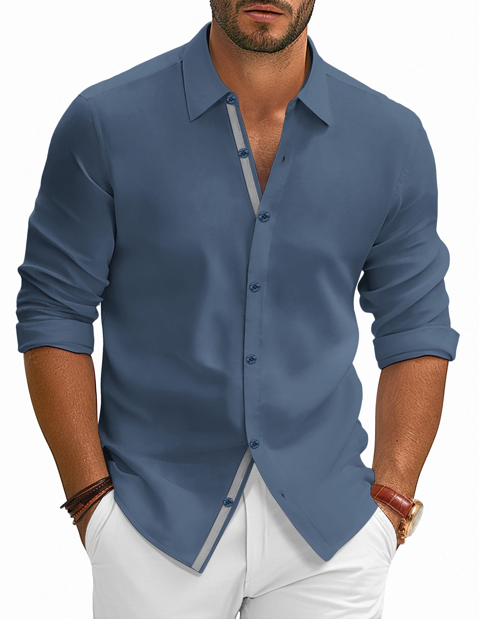 Men's Long Sleeve Dress Shirt - Denim Blue S-image-dadb6787-7f94-49ea-b598-cd2046f978f0-102705