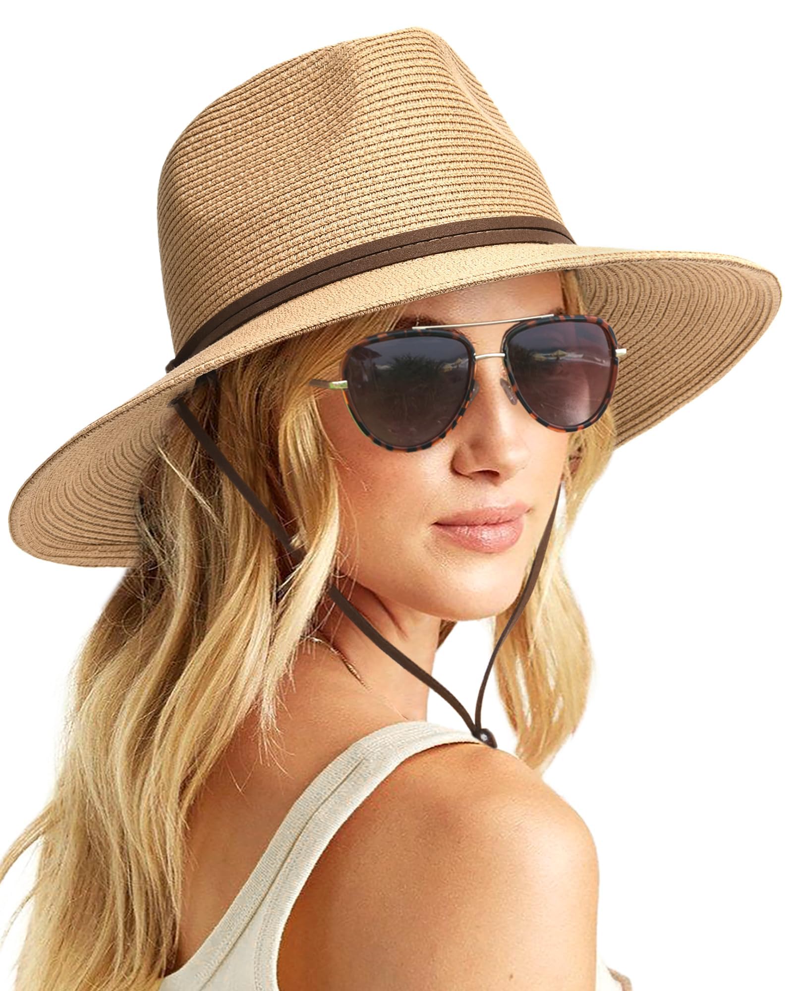 Unisex Beige Summer Straw Sun Hat with Wide Brim & Wind Lanyard - Perfect for Beach & Outdoor Adventures-image-c2cc35cf-9cd7-40e6-88c3-e61b38dff7ea-43288