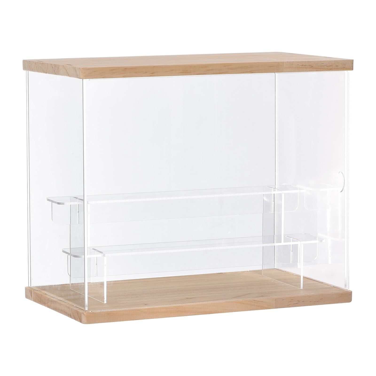 2 Tier Acrylic Display Case with LED - Clear Wood 12.6x7.09x10.43-image-a1ae6281-c3bd-4dac-8185-ba92f33cab78-112841